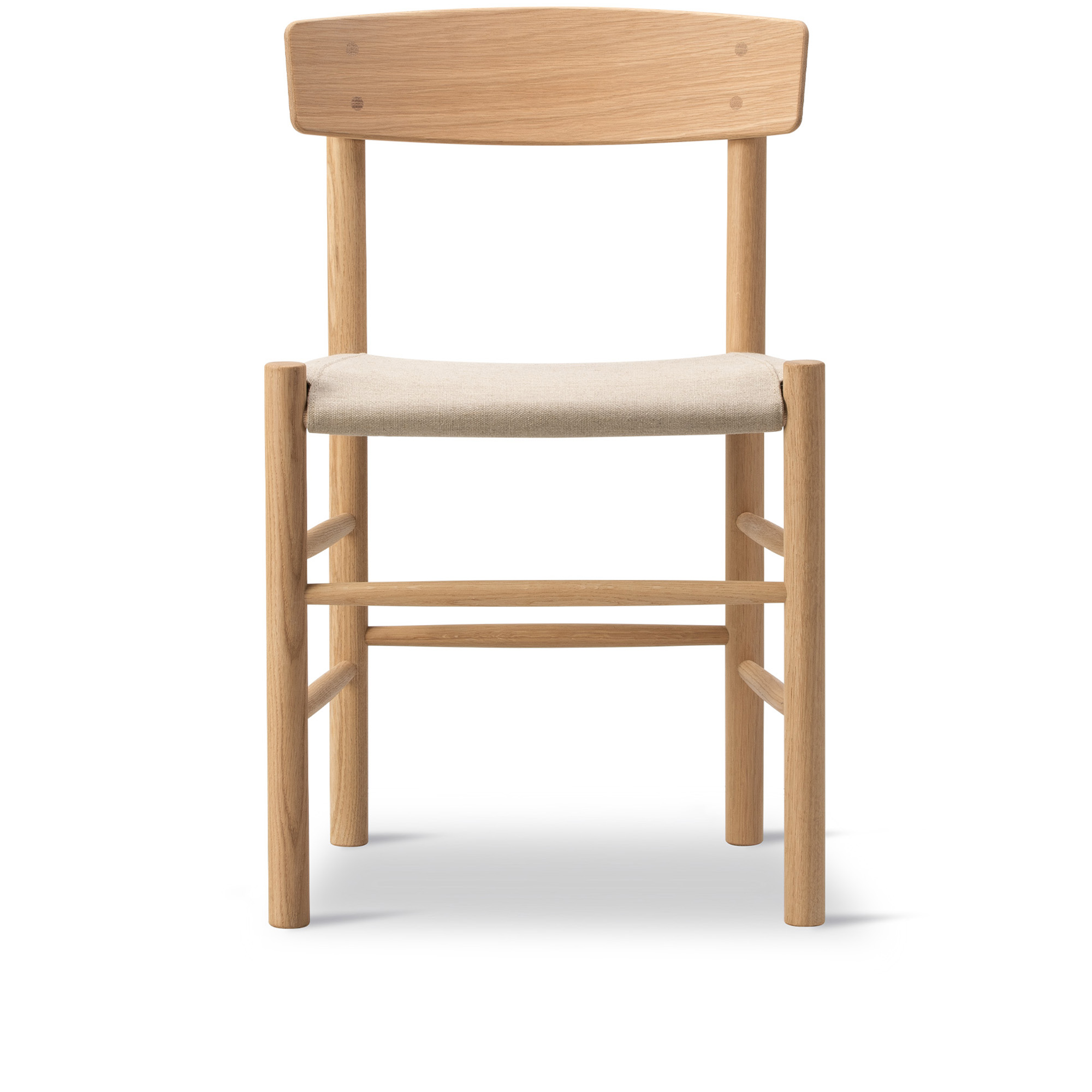 fredericia furniture - j39 mogensen chair seat upholstered oak light oil, natural canvas - matstolar - børge mogensen - träfärgad - trä