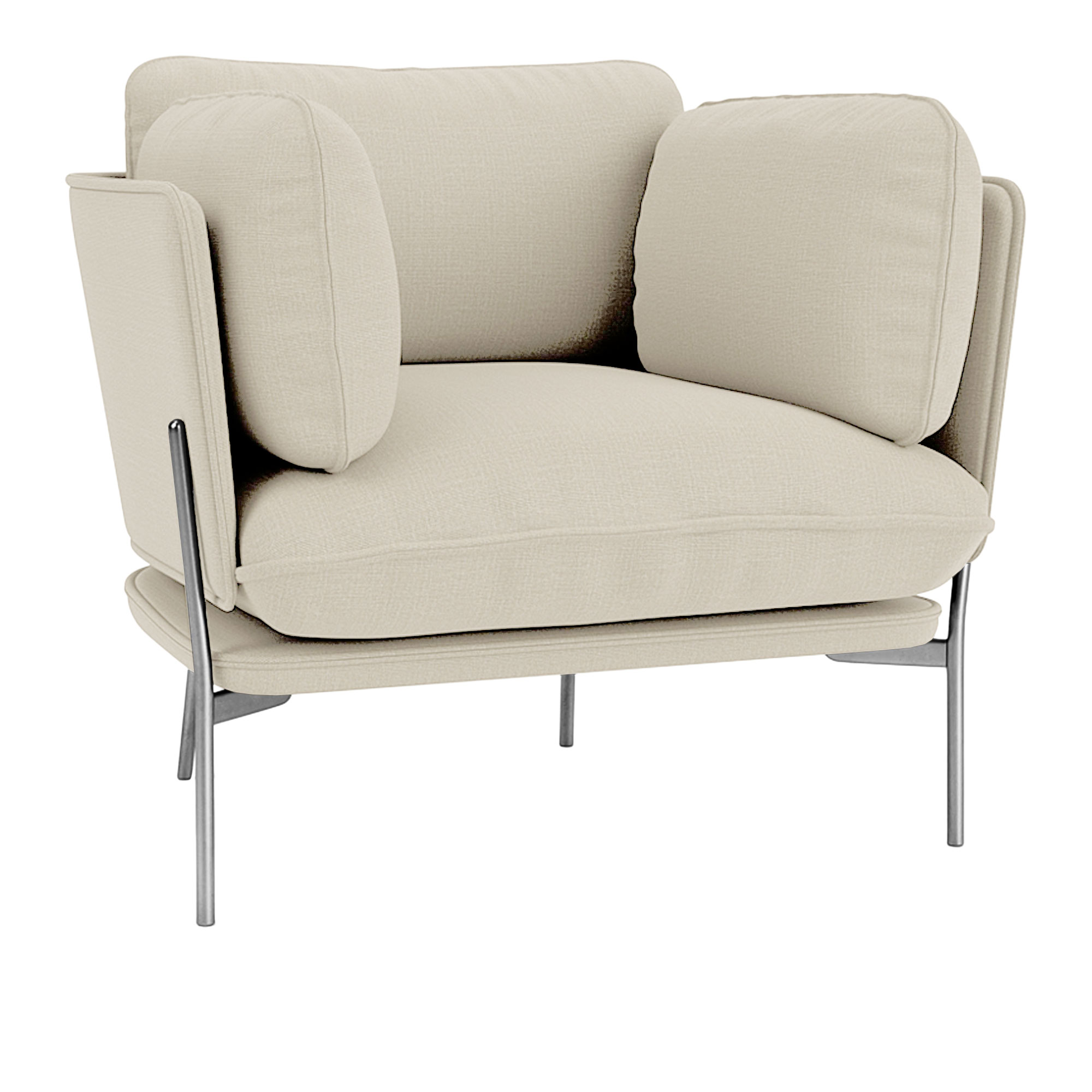 &Tradition - Cloud LN1 - Chrome - Fabric cat.1 - Canvas 2 224 - Fåtöljer - Luca Nichetto - MDF/Metall