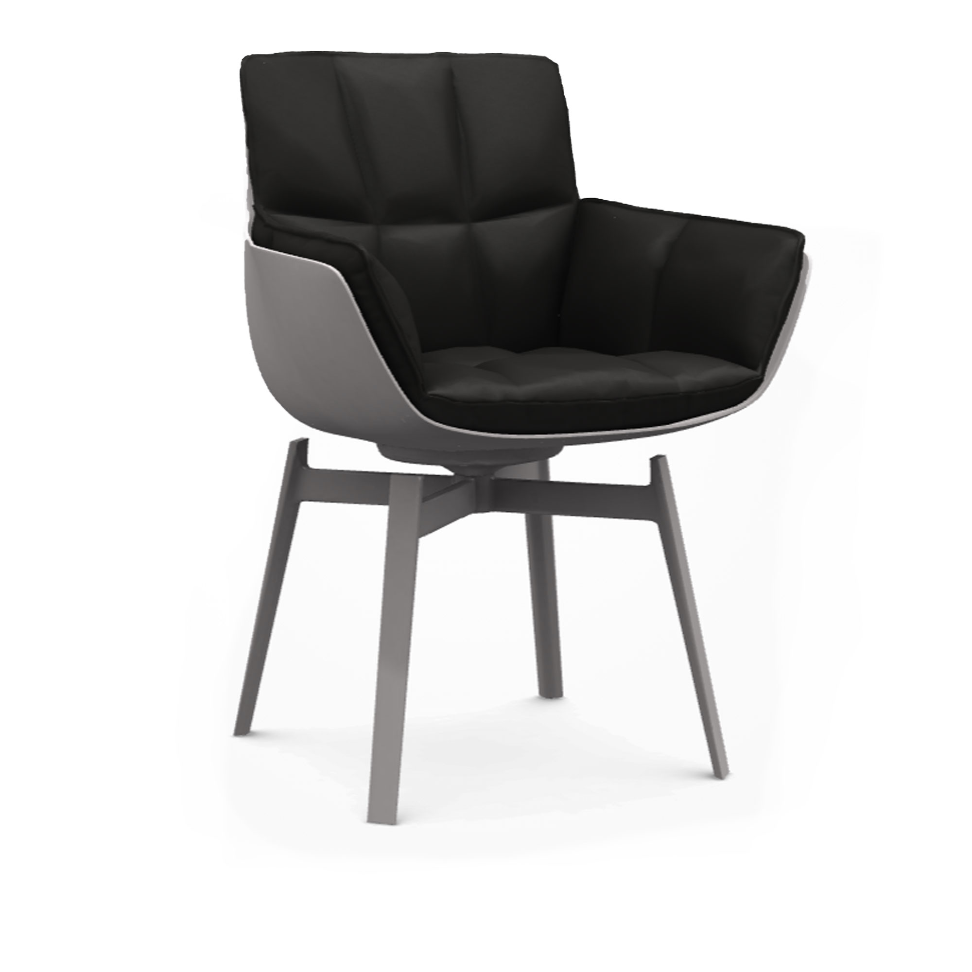 B&B Italia - Husk - Karmstol, Utförande: Vit, Läder: Kat. Gamma - Gamma - 1226141 - Matstolar - Patricia Urquiola - Grå - Läder/Metall/Syntetiskt/Plast