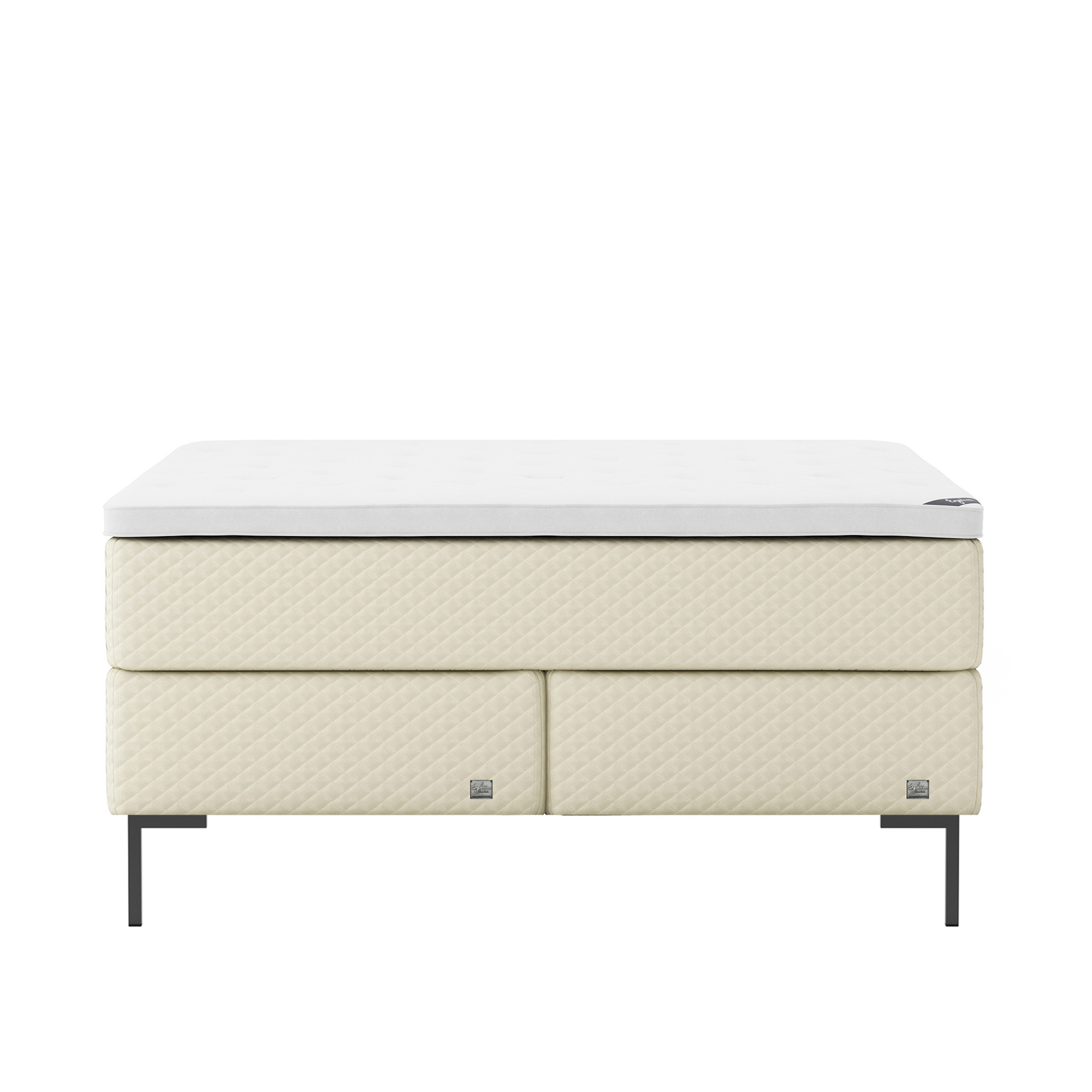 englesson - impression kontinental firm 160wx200l pearl dubbelsäng, sängben metall svarta 19 cm, bäddmadrass superior - sängar - beige