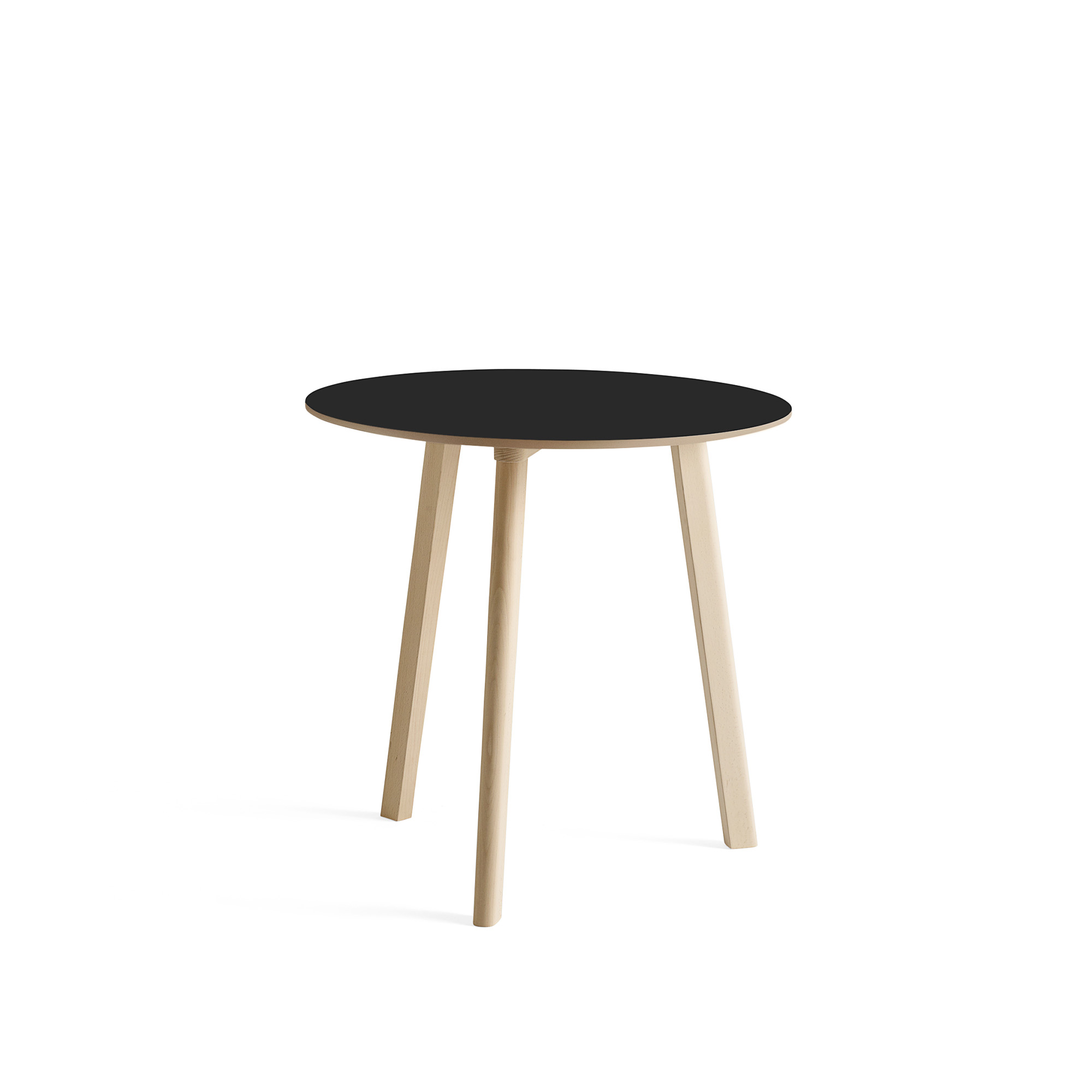 hay - cph deux 220 2.0 table untreated beech frame ø75 x h73 ink black top lacquered beech edge - matbord - ronan & erwan bouroullec - svart - trä