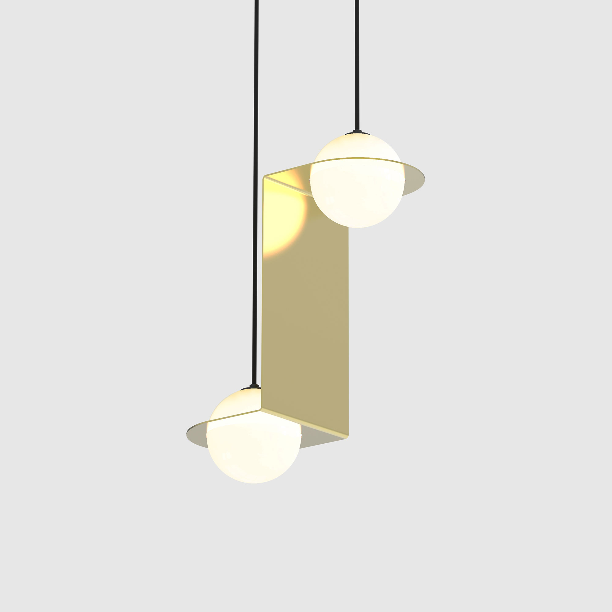 Lambert & Fils - Laurent 05, Angle, Brass frame, Black wires, Black canopy - Pendellampor - Guld