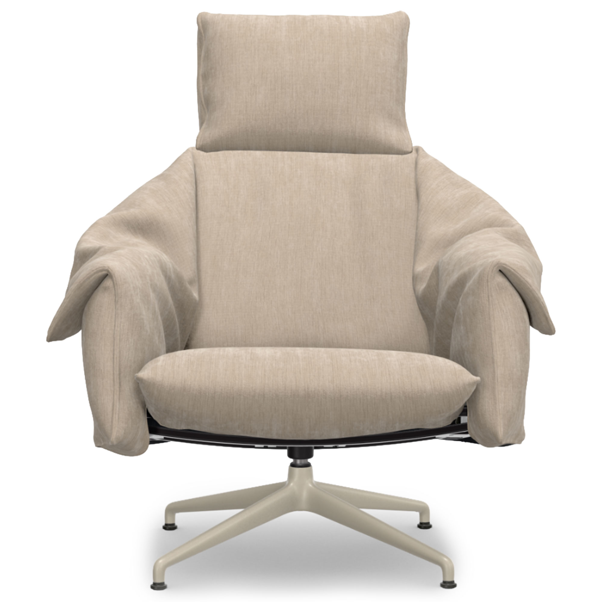 Vitra - Bascule Highback loungestol iroko 2 / 09 cream - Fåtöljer - Beige - Textilmaterial