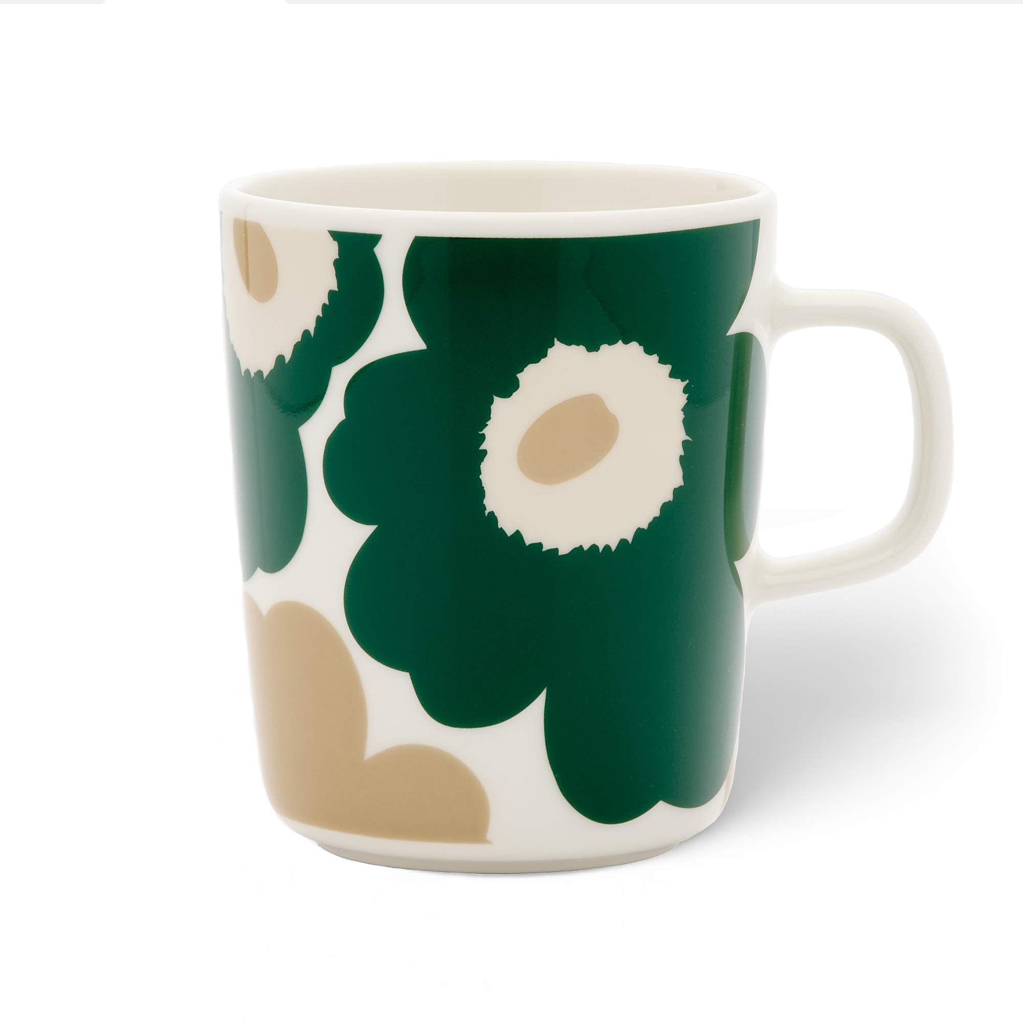 Marimekko - Unikko Mug 2,5DL Dark Green, White, Beige, Sand - Kaffekoppar - Sami Ruotsalainen