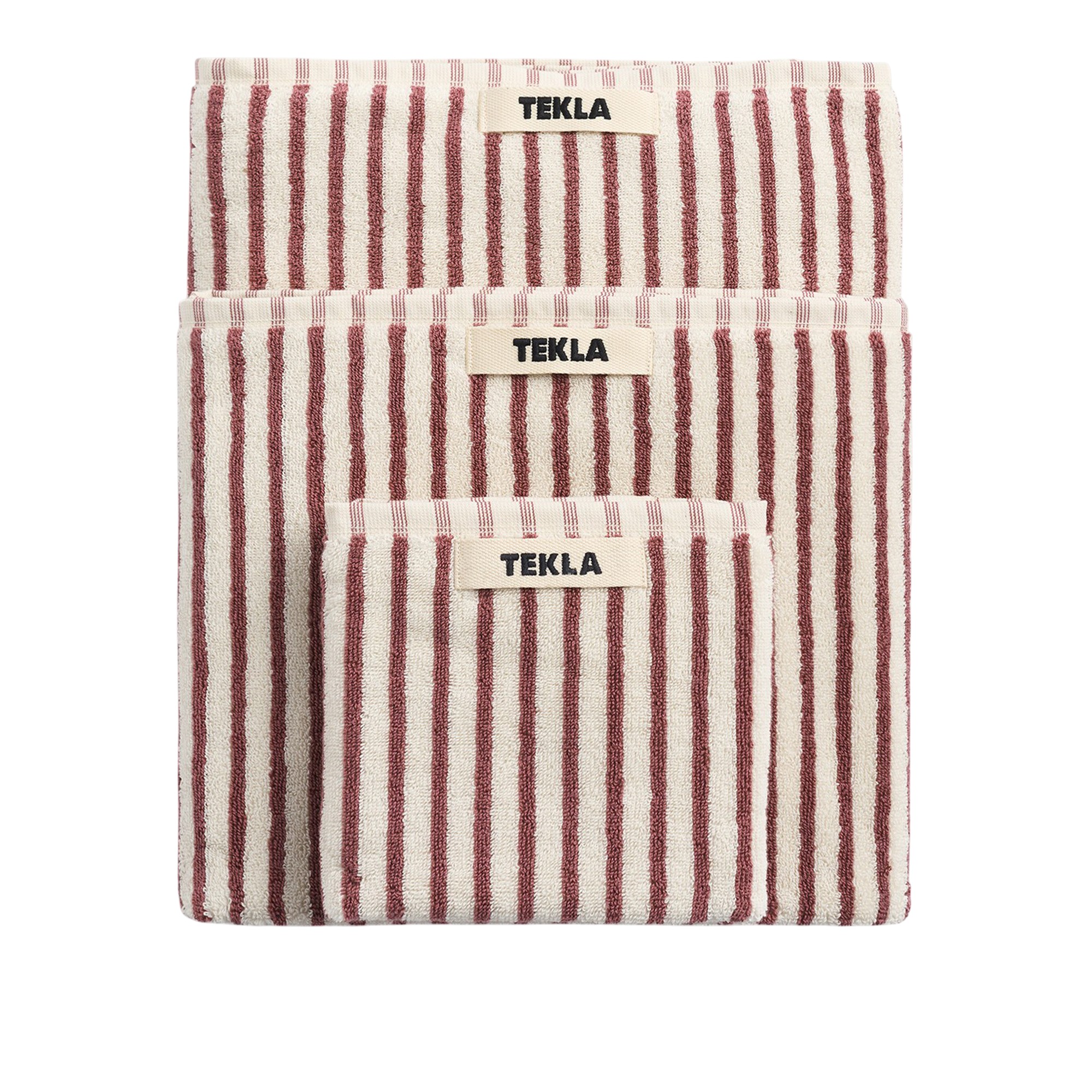 Tekla - Terry towel ripple stripes 30 x 50 cm - Handdukar och badlakan - Röd | Textilier - Badrumstextilier - Handdukar Och Badlakan | Möbelexperten