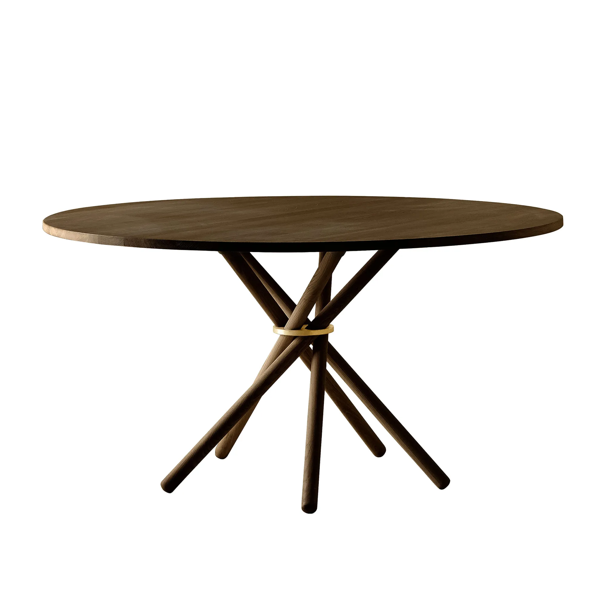 Hector 140 - Dining Table, Linoleum Conifer / Dark Oak / Brass