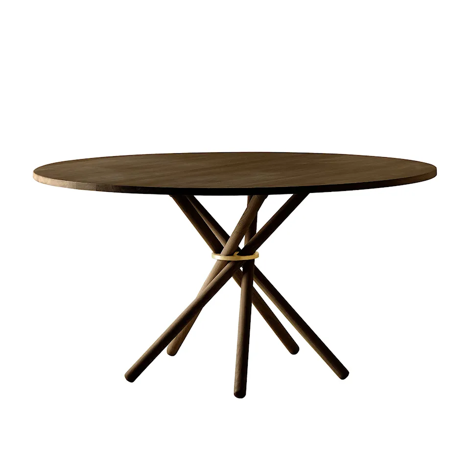 Hector 140 - Dining Table, Linoleum Conifer / Dark Oak / Brass