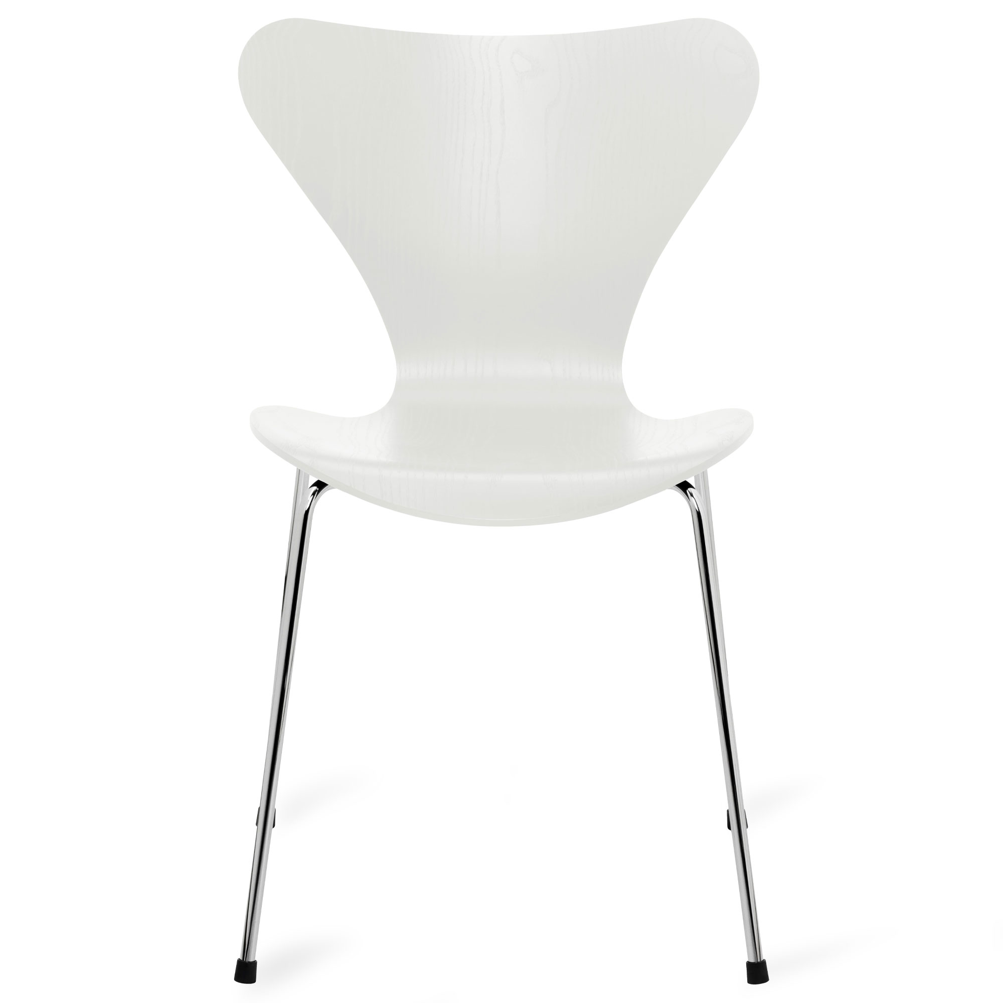 Fritz Hansen - Sjuan 3107 stol färgad askfanér chrome / white - Matstolar - Arne Jacobsen - Vit - Trä | Möbler - Stolar Och Pallar - Matstolar | Möbelexperten