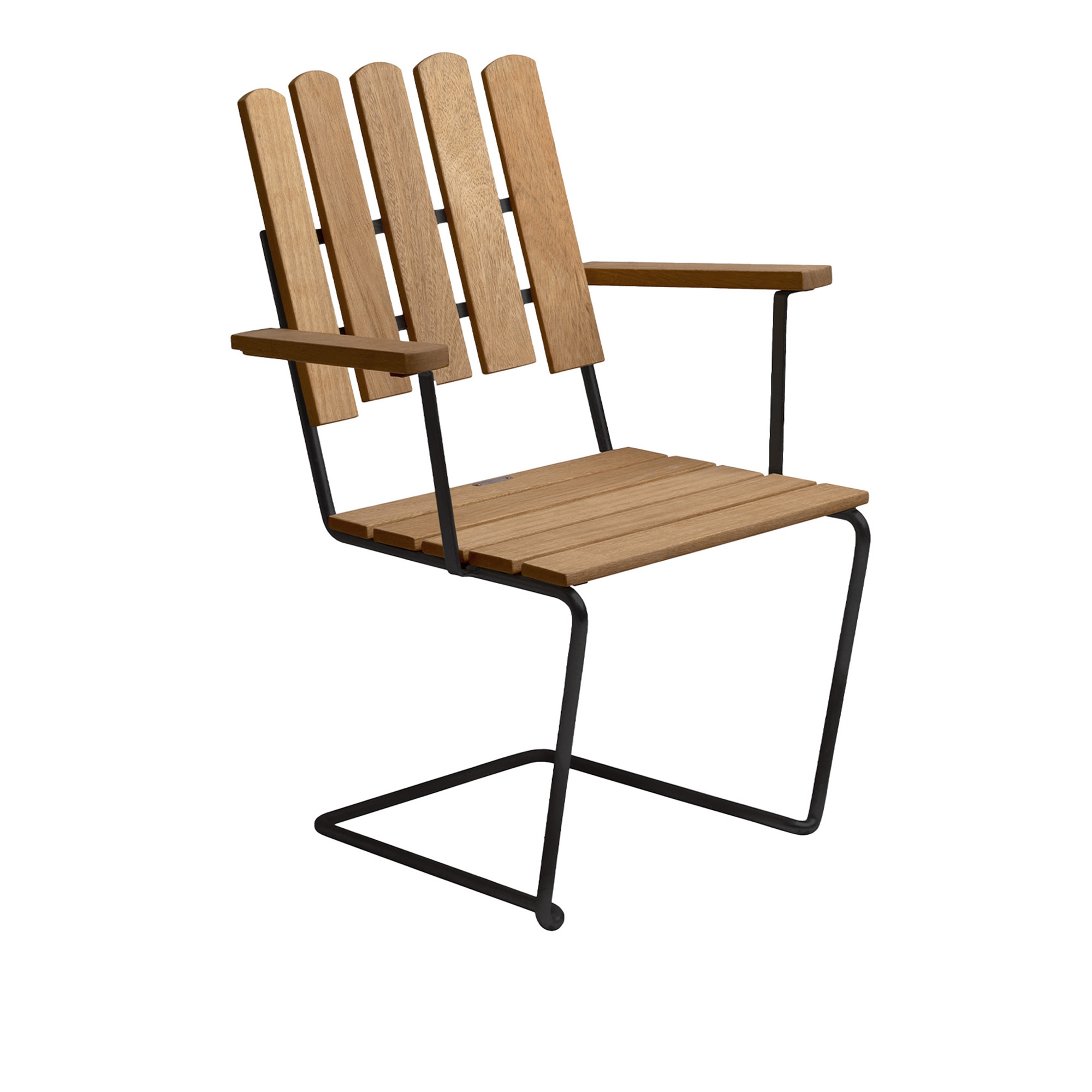 Grythyttan Stålmöbler - A2 Fåtölj Oljad ek / Svart stativ - Matstolar utomhus - Artur Lindqvist | Utemöbler - Utestolar - Matstolar Utomhus | Möbelexperten