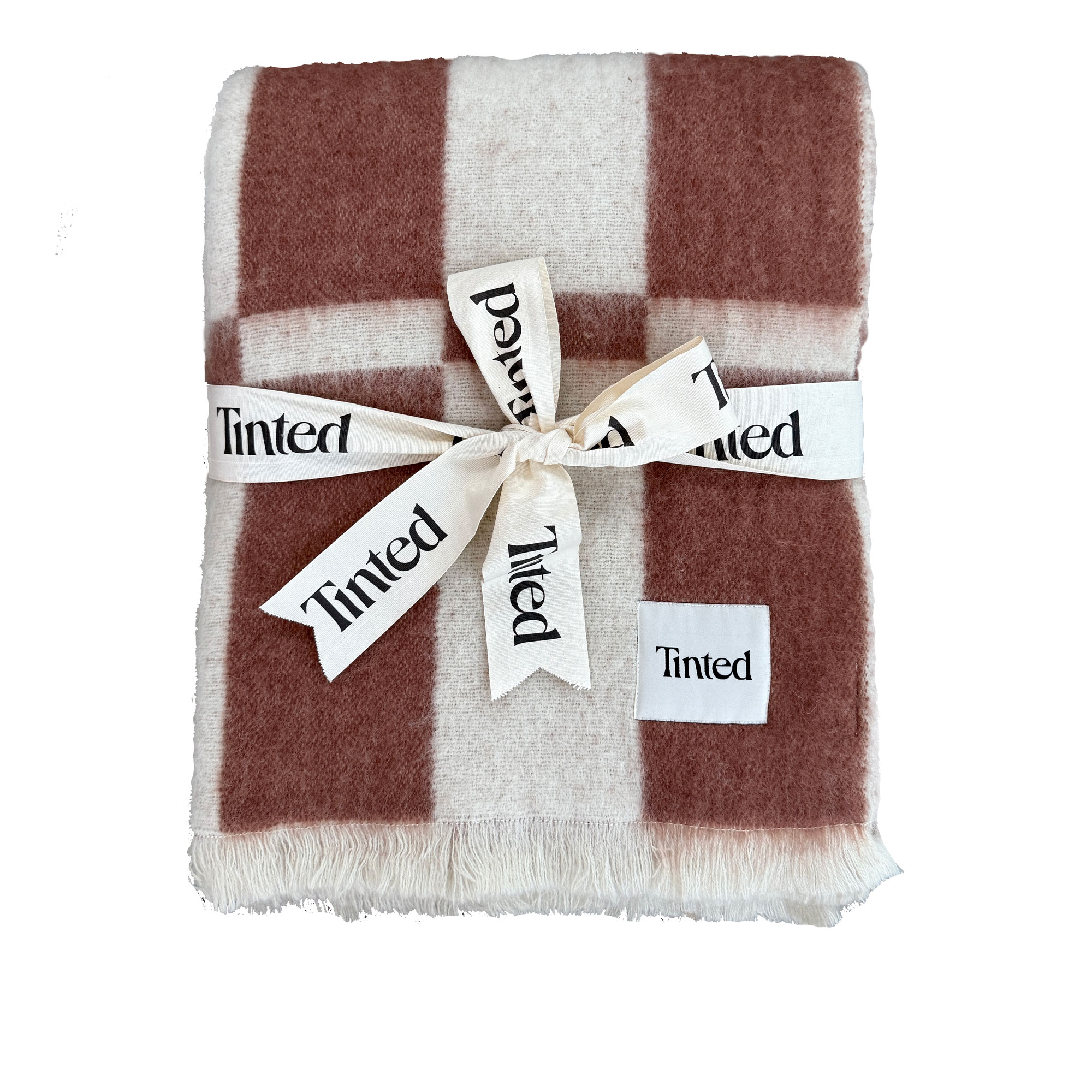 Tinted Objects - Hallin Mohair Blanket Offwhite-Rust 130x170 - Plädar och filtar - Brun - Ull | Textilier - Plädar Och Prydnadskuddar - Plädar Och Filtar | Möbelexperten