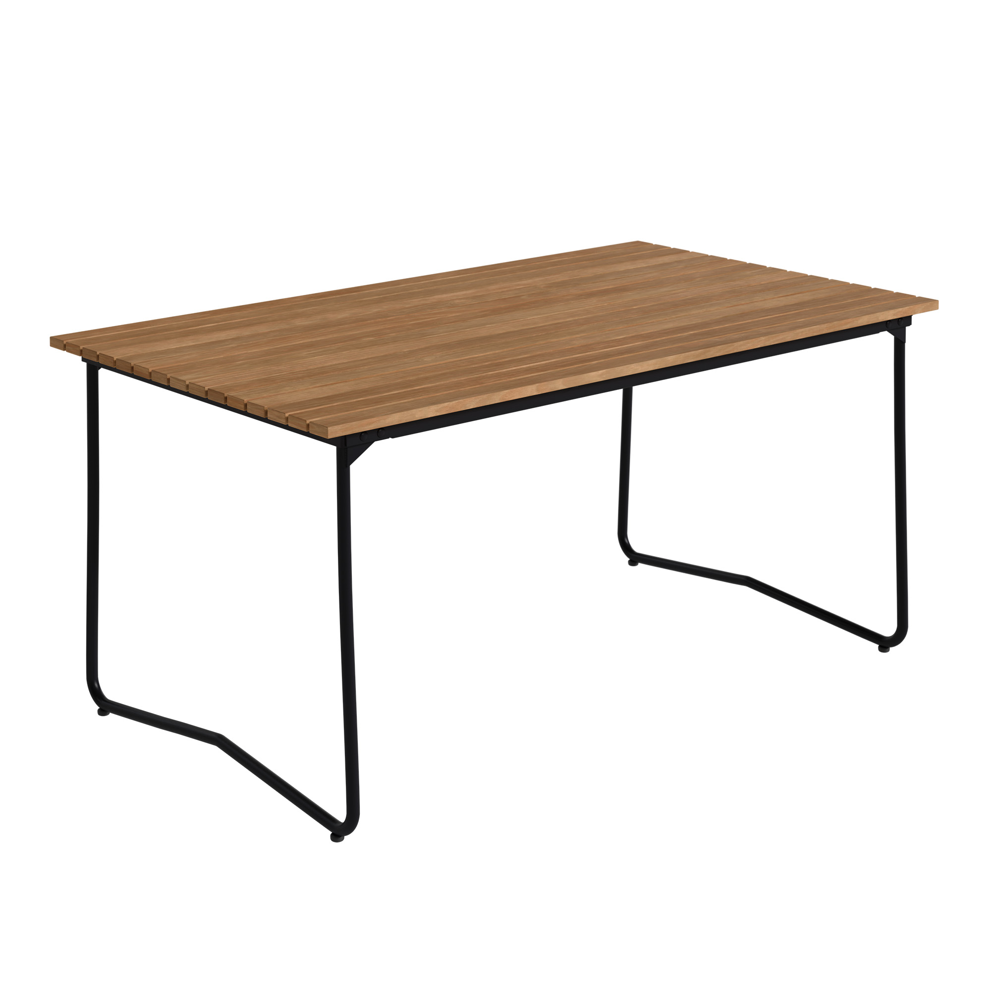 Grythyttan Stålmöbler - Table Bovik 150 cm Untreated Teak With Black Steel Base - Matbord utomhus - Träfärgad - Metall/Trä | Utemöbler - Utebord - Matbord Utomhus | Möbelexperten
