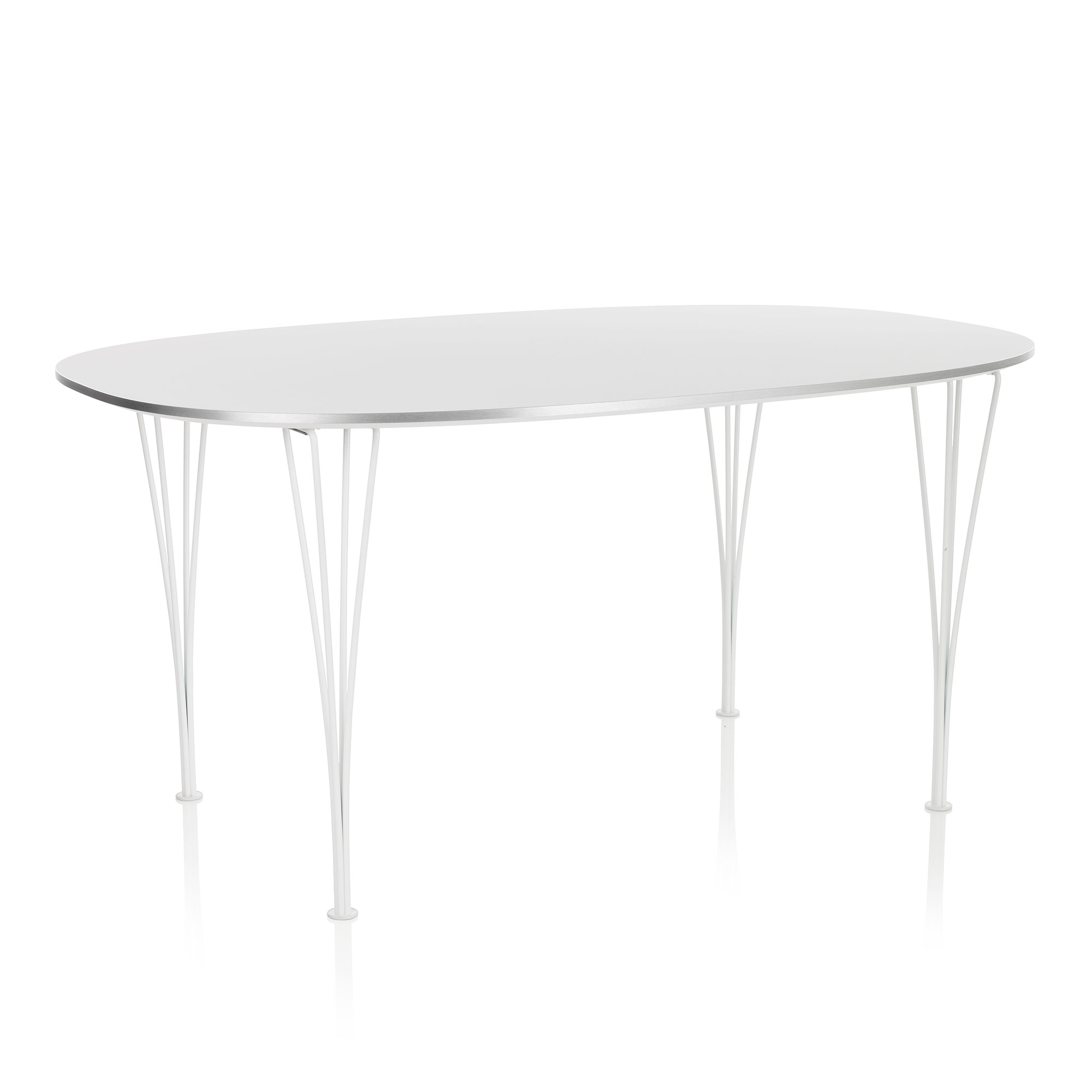 Fritz Hansen - B617 Superellips, 130x300 cm, Laminat, Vit, Vit pulverlack - Matbord - designer_arne_jacobsen,Bruno Mathsson,Piet Hein - Vit - Metall/Trä