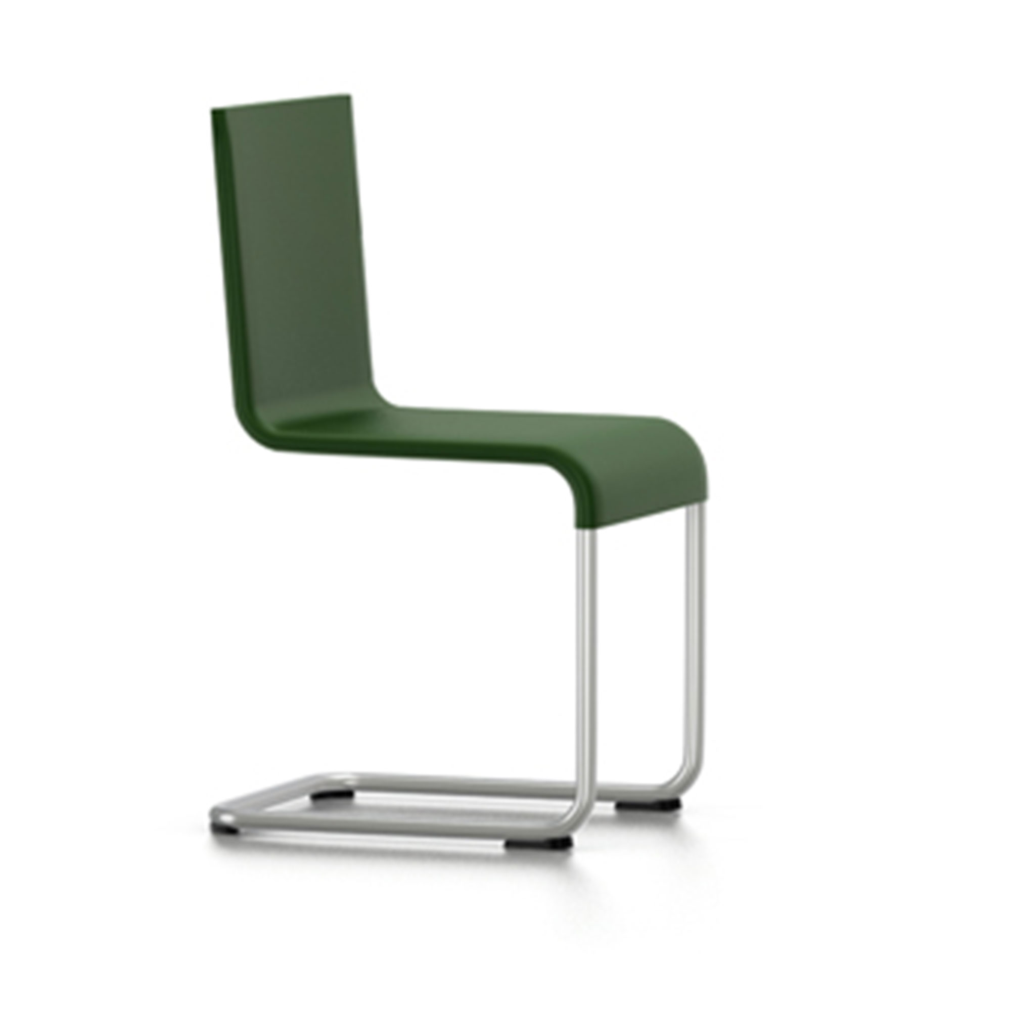 Vitra - .05 Chair, Non Stacking, Dark Green Shell, Stainless Steel Base, Felt Glides for Hard Floor - Matstolar utomhus - Maarten Van Severen - Grön - Metall/Skum