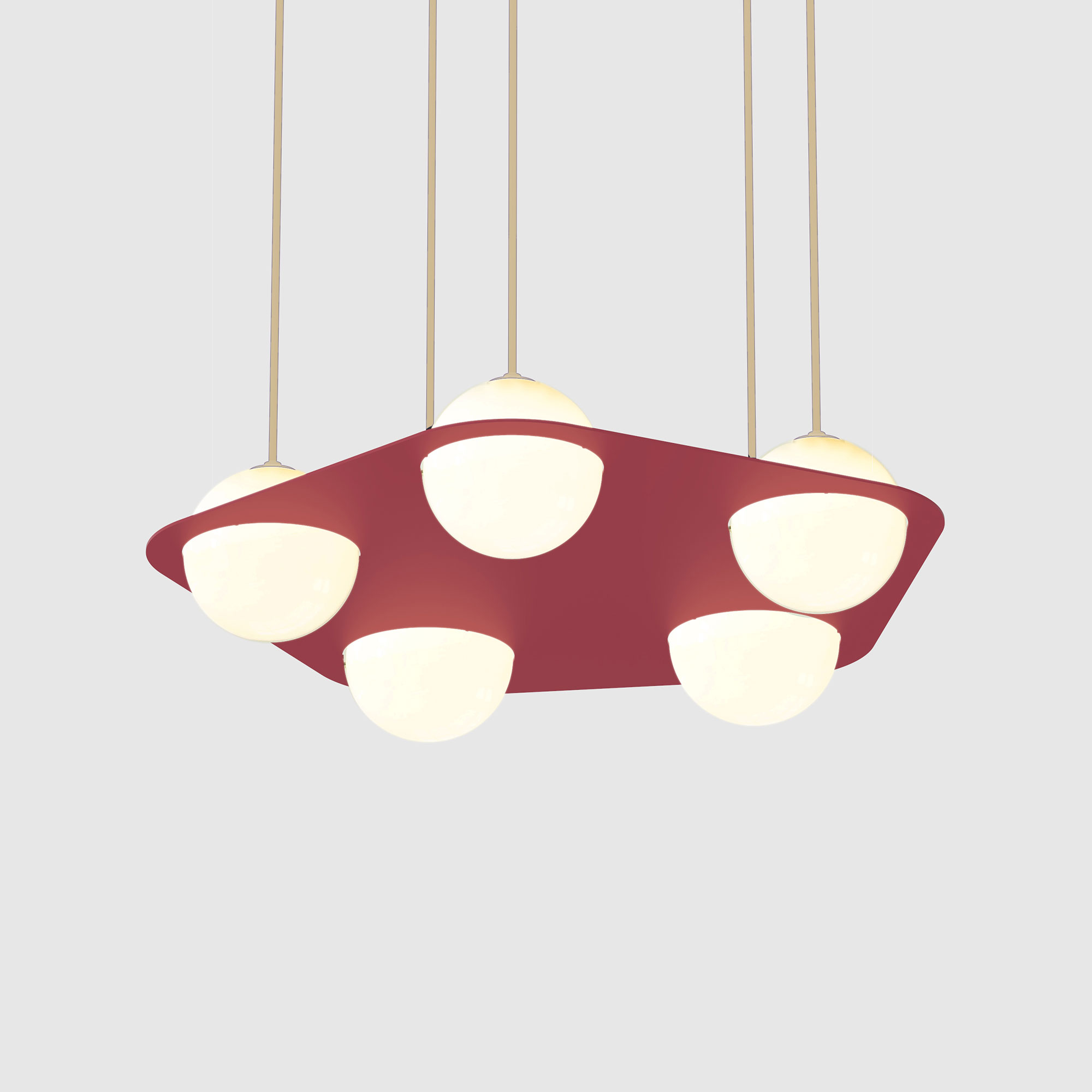 Lambert & Fils - Laurent 04, Angle, Burgundy frame, Sand wires, Black canopy - Pendellampor - Lila