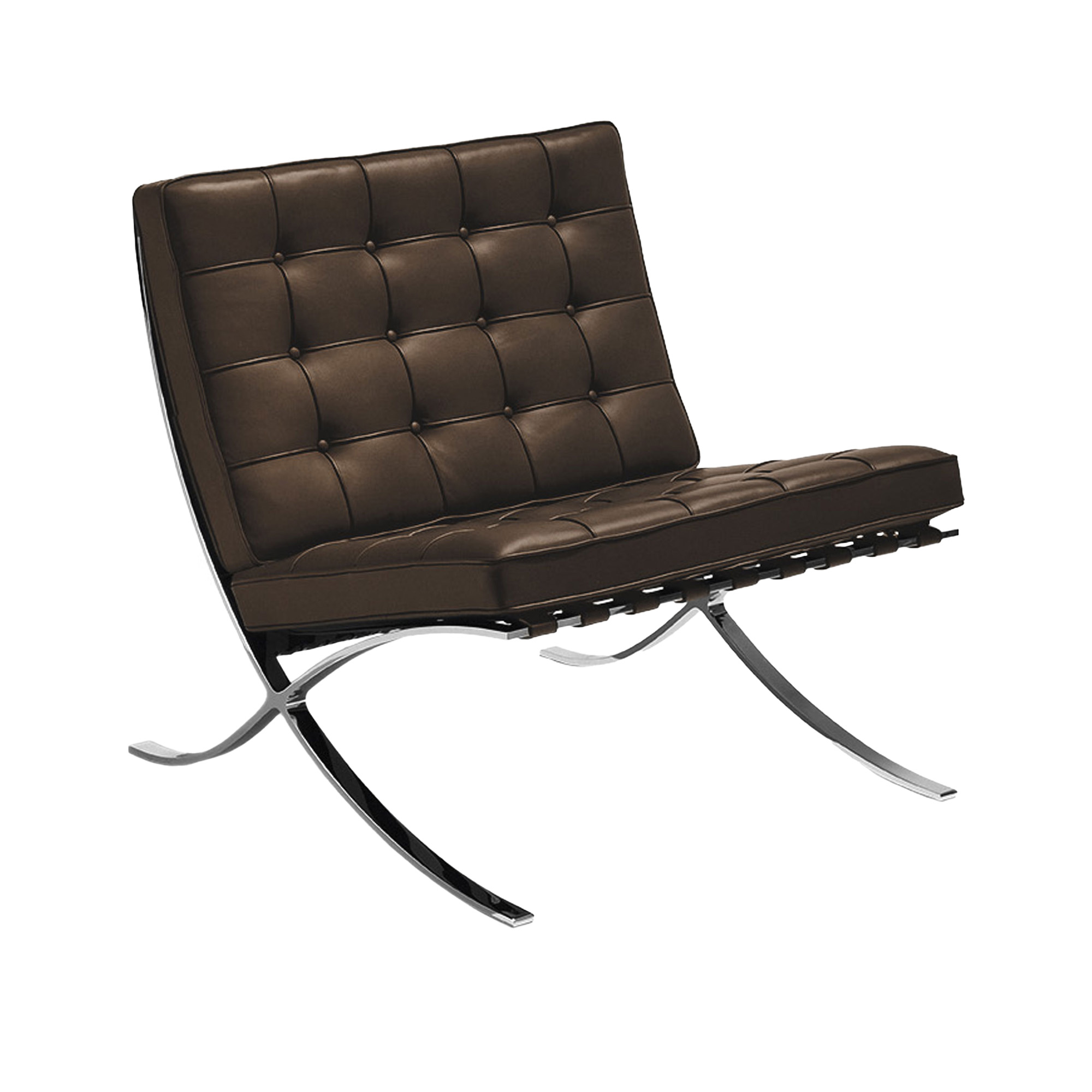Knoll - Barcelona Chair, Läder: Kat. W Velluto Pelle - VP03 - Fåtöljer - Ludwig Mies van der Rohe - Brun - Läder/Naturmaterial/Metall/Trä | Möbler - Fåtöljer Och Puffar - Fåtöljer | Möbelexperten