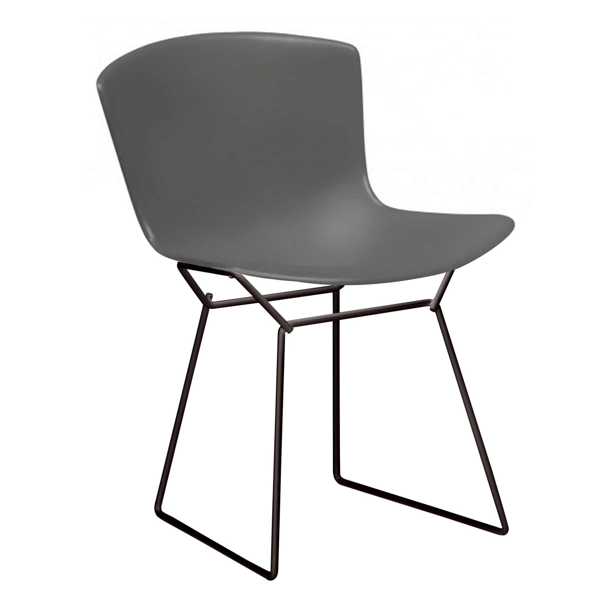 Knoll - Bertoia Plastic Side Chair, Svart underrede, Grå sits - Matstolar - Harry Bertoia - Grå - Metall/Plast