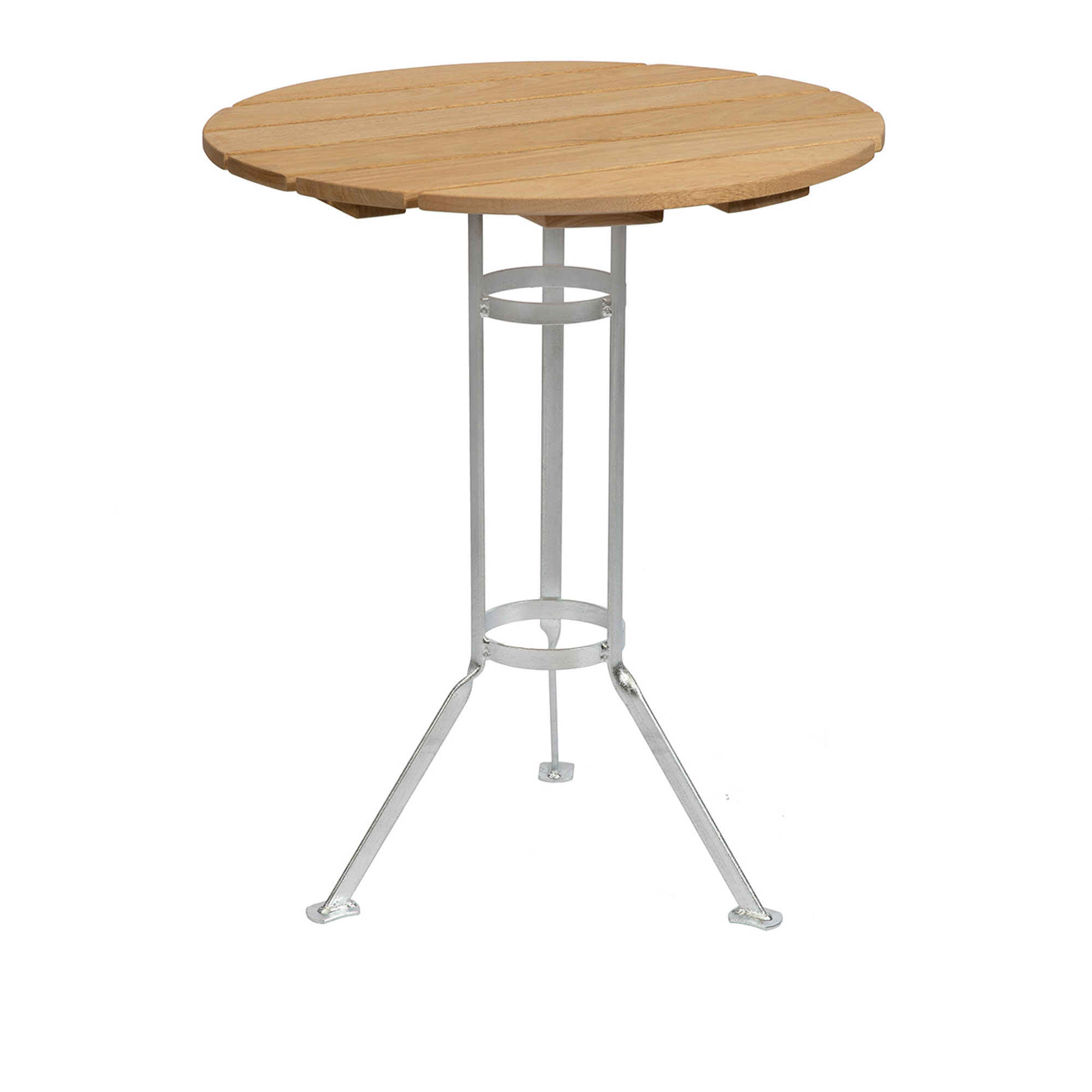 Grythyttan Stålmöbler - Bryggeri Trefotsbord Oljad Ek / Varmförzinkat Stativ - Matbord utomhus - Träfärgad - Metall/Trä | Utemöbler - Utebord - Matbord Utomhus | Möbelexperten