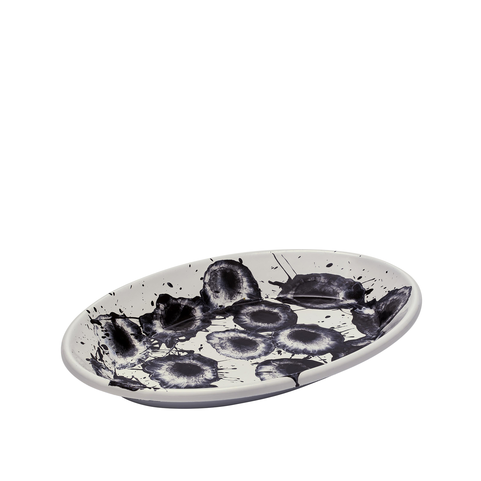 Kapka - Floral Madness Oval Plate - Black - Oppleggingsfat - Mønstret,Gul