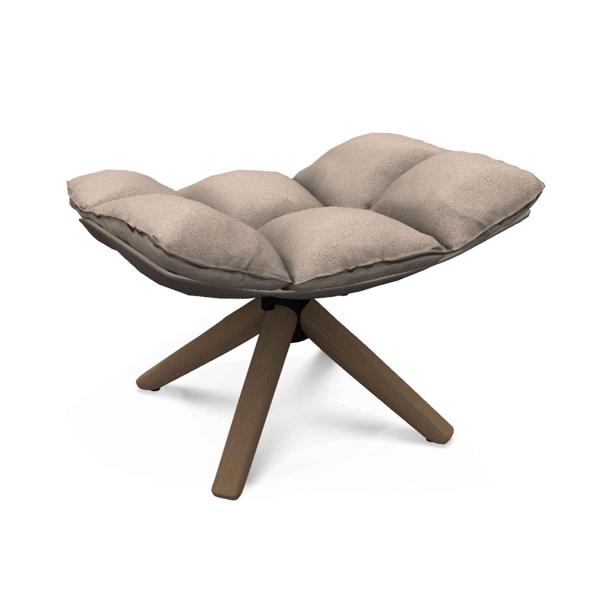 B&B Italia - Husk HP4 Cat. Serie Sapri 102 Tortora shell, brushed light oak - Fotpallar - Patricia Urquiola - Beige - Trä/Textilmaterial/Syntetiskt