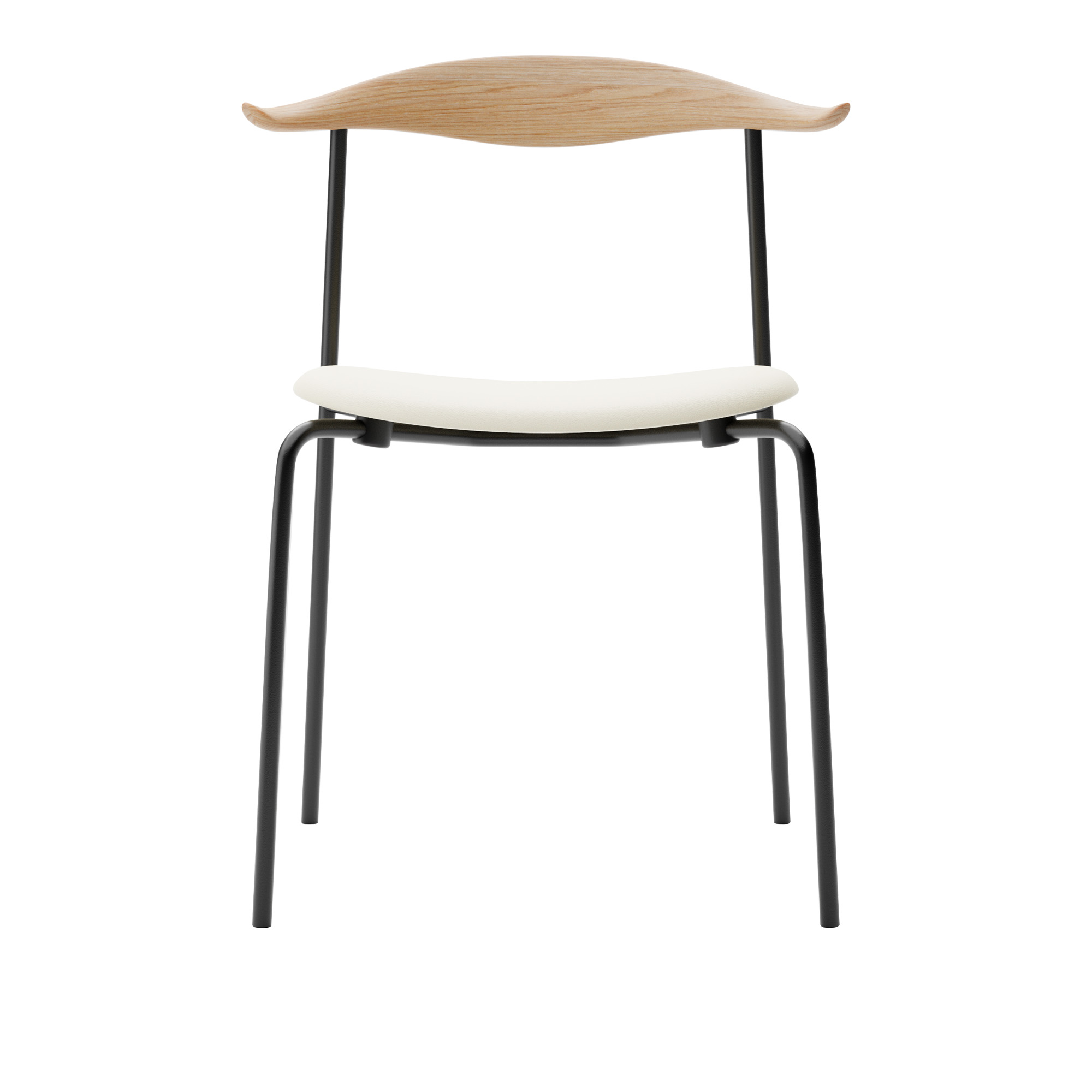 Carl Hansen - CH88P - Svart stål, Ek, Oljad, Lädergrupp B Thor - 300 - Matstolar - Hans J. Wegner - Vit - Läder/Trä