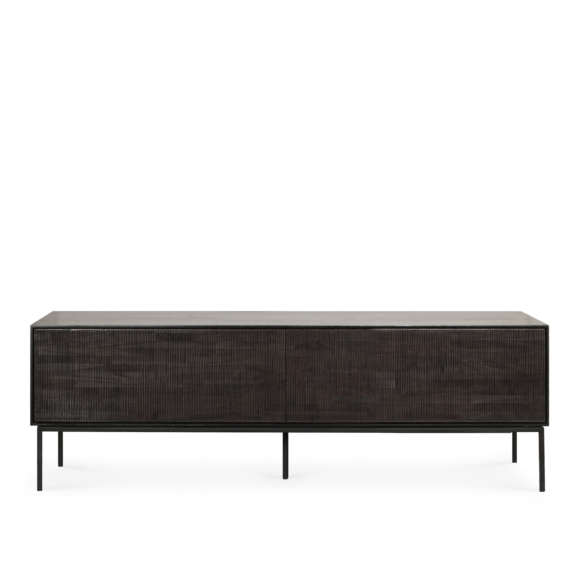 Ethnicraft - Grooves Tv Cupboard 162 Teak Black - TV-b&auml;nkar - Svart - Metall/Tr&auml;