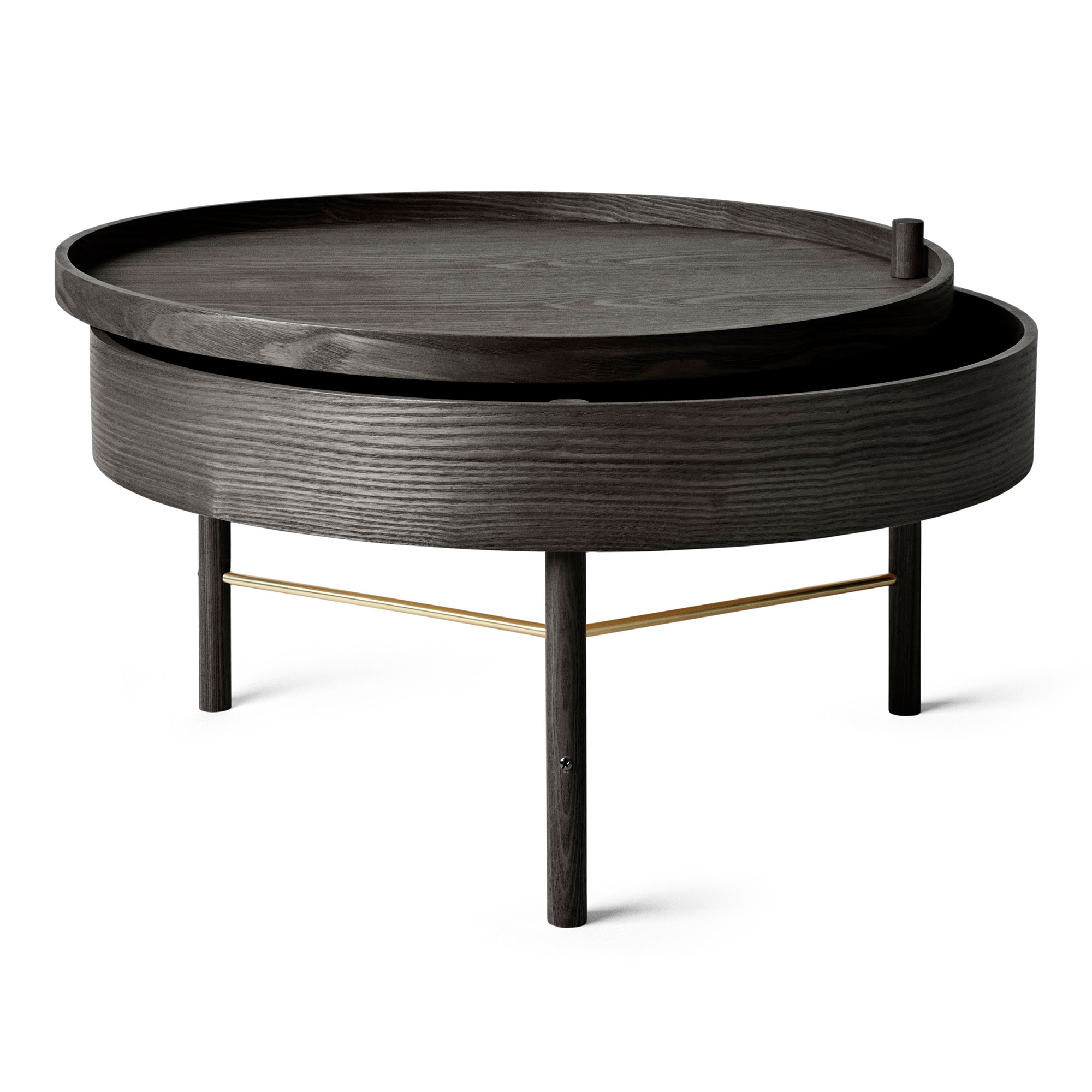 Audo Copenhagen - Turning Table Black Ash/Brass - Småbord & sidobord - Theresa Rand - Svart - Metall/Trä