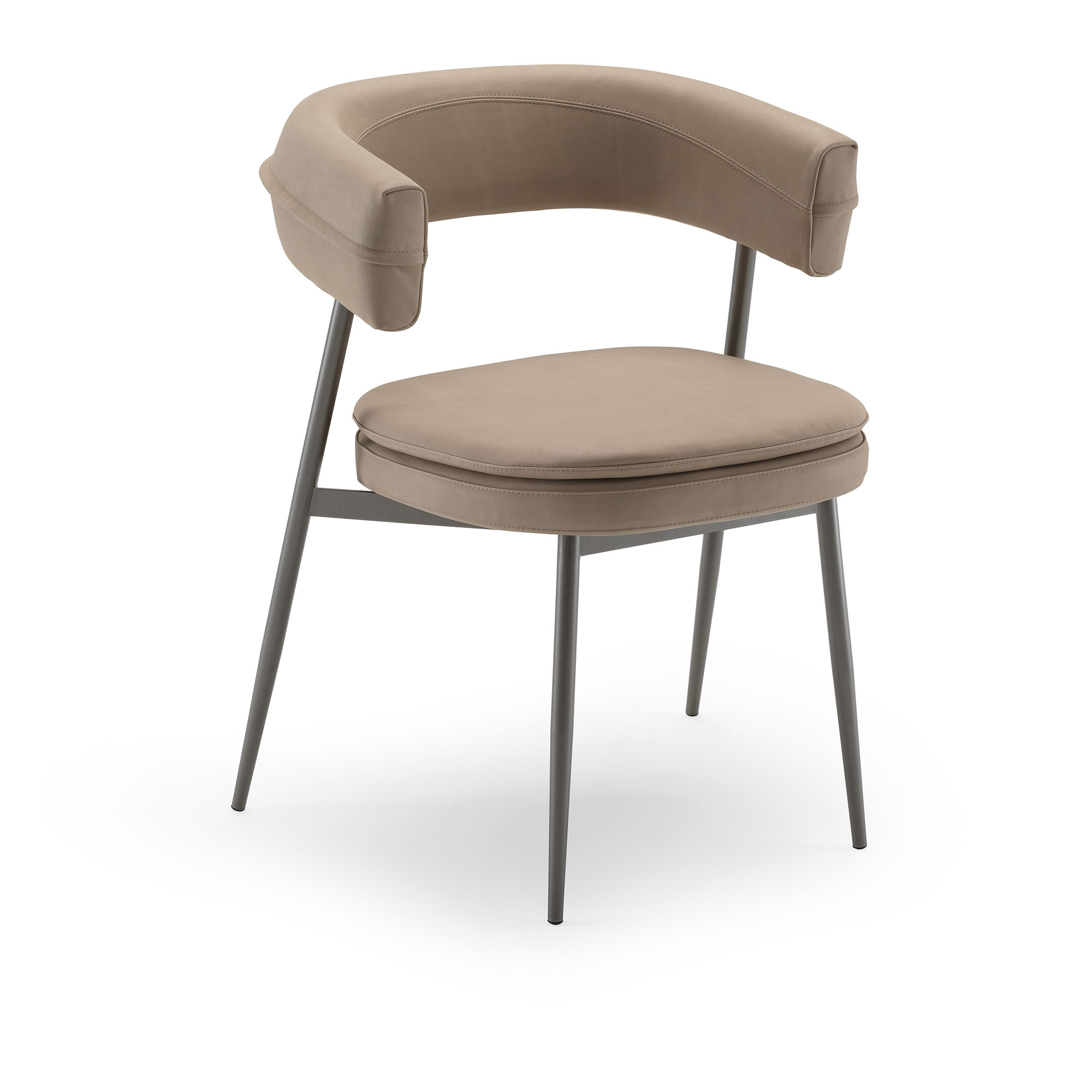 Zanotta - Nena Armchair, Graphite Painted Steel, Leather Cat. 98 Super 0953 - Spisestoler - Lanzavecchia + Wai - Beige - Lær/Metall/Plast