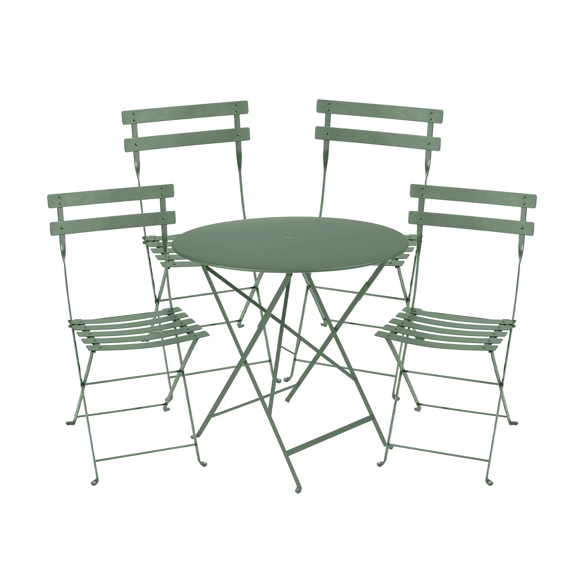 Bistro spisegruppe bord 77cm & 4 metall stoler
