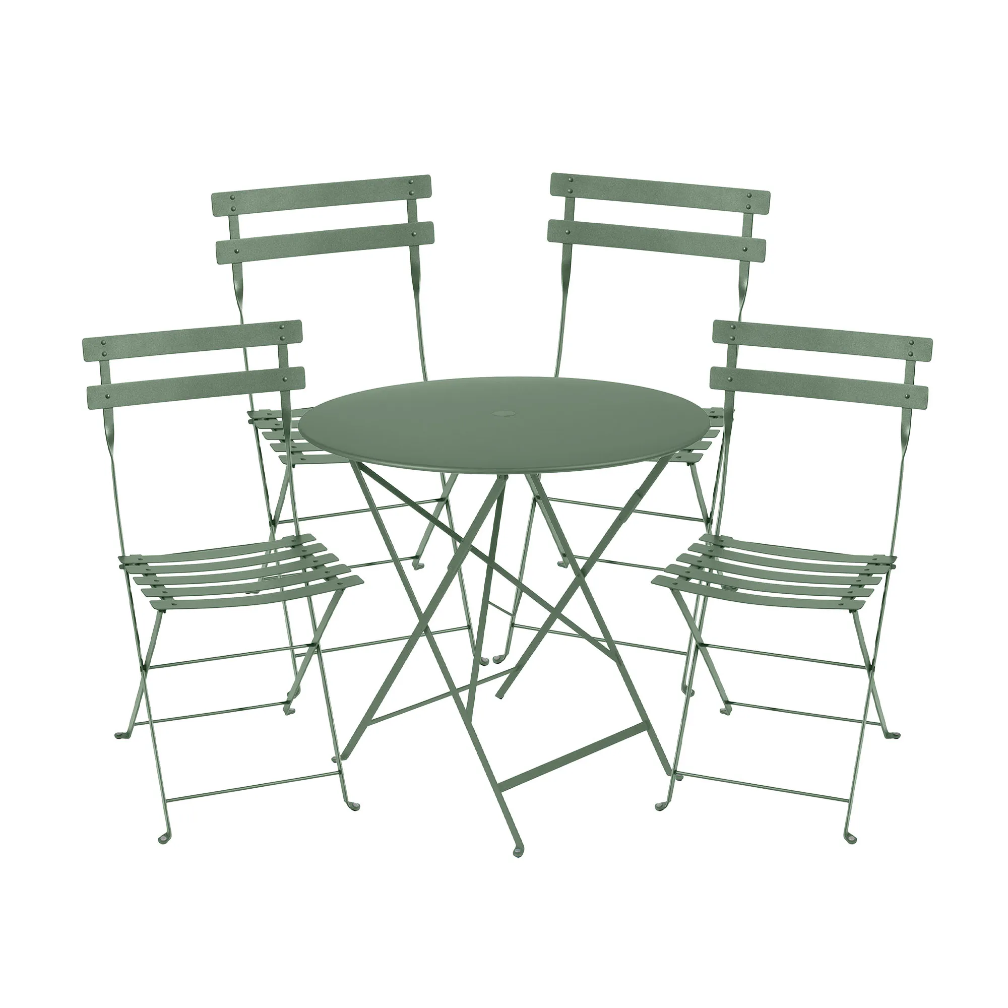 Bistro matgrupp bord 77cm & 4 metall stolar
