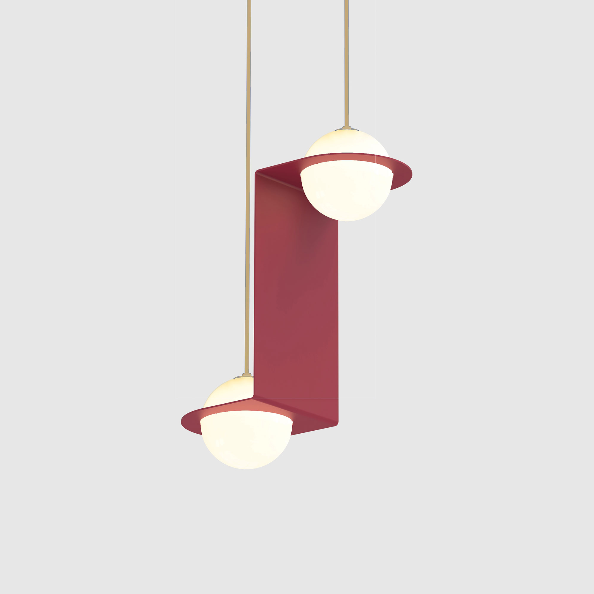 Lambert & Fils - Laurent 05, Parallel, Burgundy frame, Sand wires, Black canopy - Pendellampor - Lila