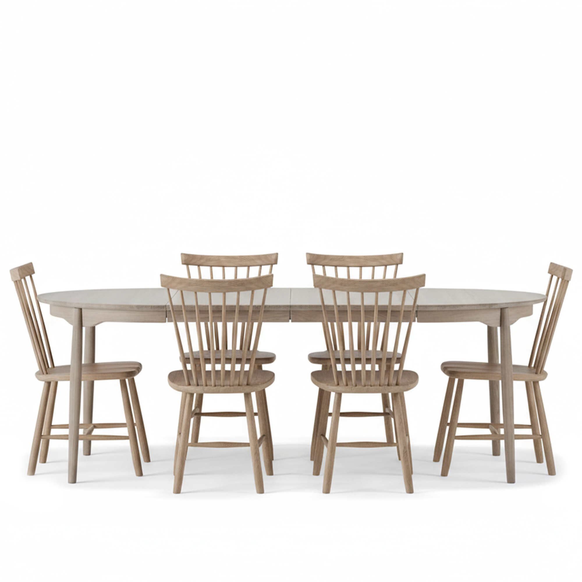 stolab - carl dining table ø115 cm with extension leaf & lilla åland dining chair 6 pcs – white oiled oak - matbord - träfärgad - trä