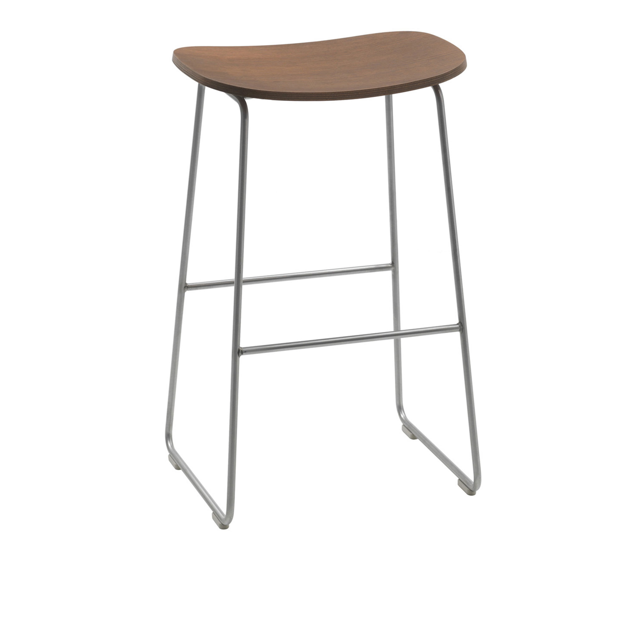 Cappellini - Morrison Stool, H 70, Wooden Seat, Walnut-stained Ash finish,Anthracite(RAL 7021)Base - Barstolar & barpallar - Jasper Morrison - Brun - Metall/Trä