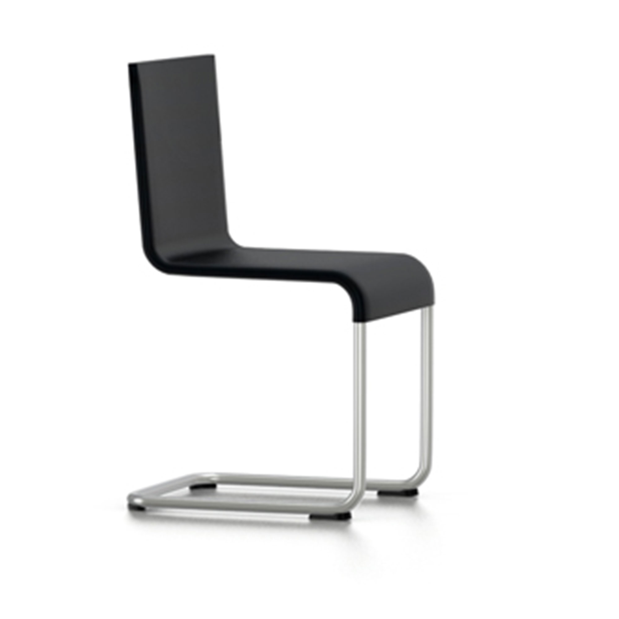 Vitra - .05 Chair, Stacking, Basic Dark Shell, Stainless Steel Base, Felt Glides for Hard Floor - Matstolar utomhus - Maarten Van Severen - Svart - Metall/Skum