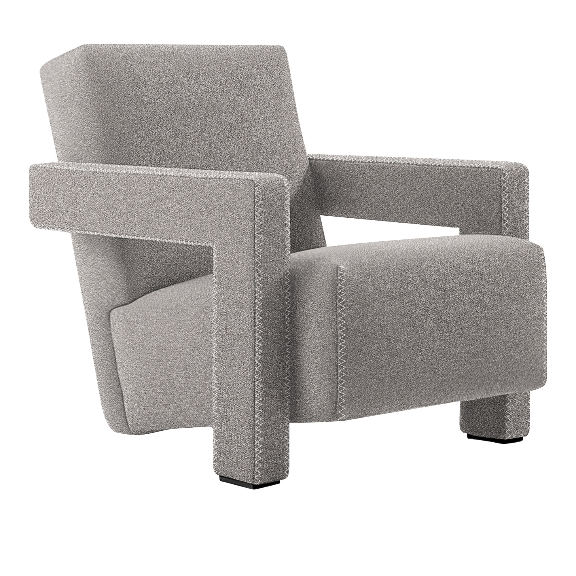 Cassina - 637 Utrecht Armchair, Zig Zag Stitching Natural - Cat. Lusso Look - 13L013 Pietra - Fåtöljer - Gerrit Rietveld - Grå - Metall/Syntetiskt/Skum