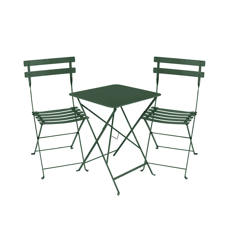 Bistro matgrupp bord 57cm & 2 metall stolar