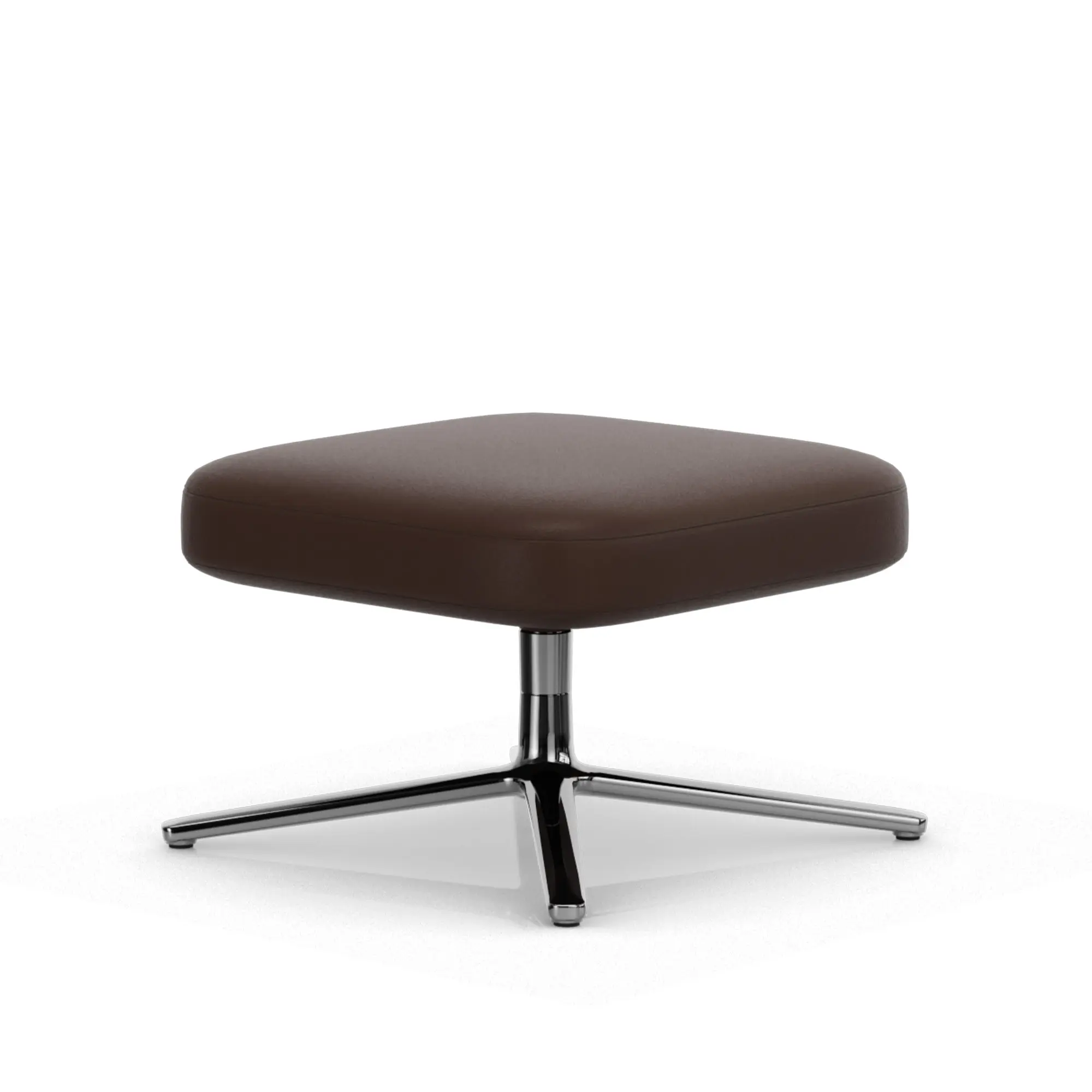 Repos Ottoman Low, Aluminium Polished Base, Back/Seat Leather Premium L40 Marron