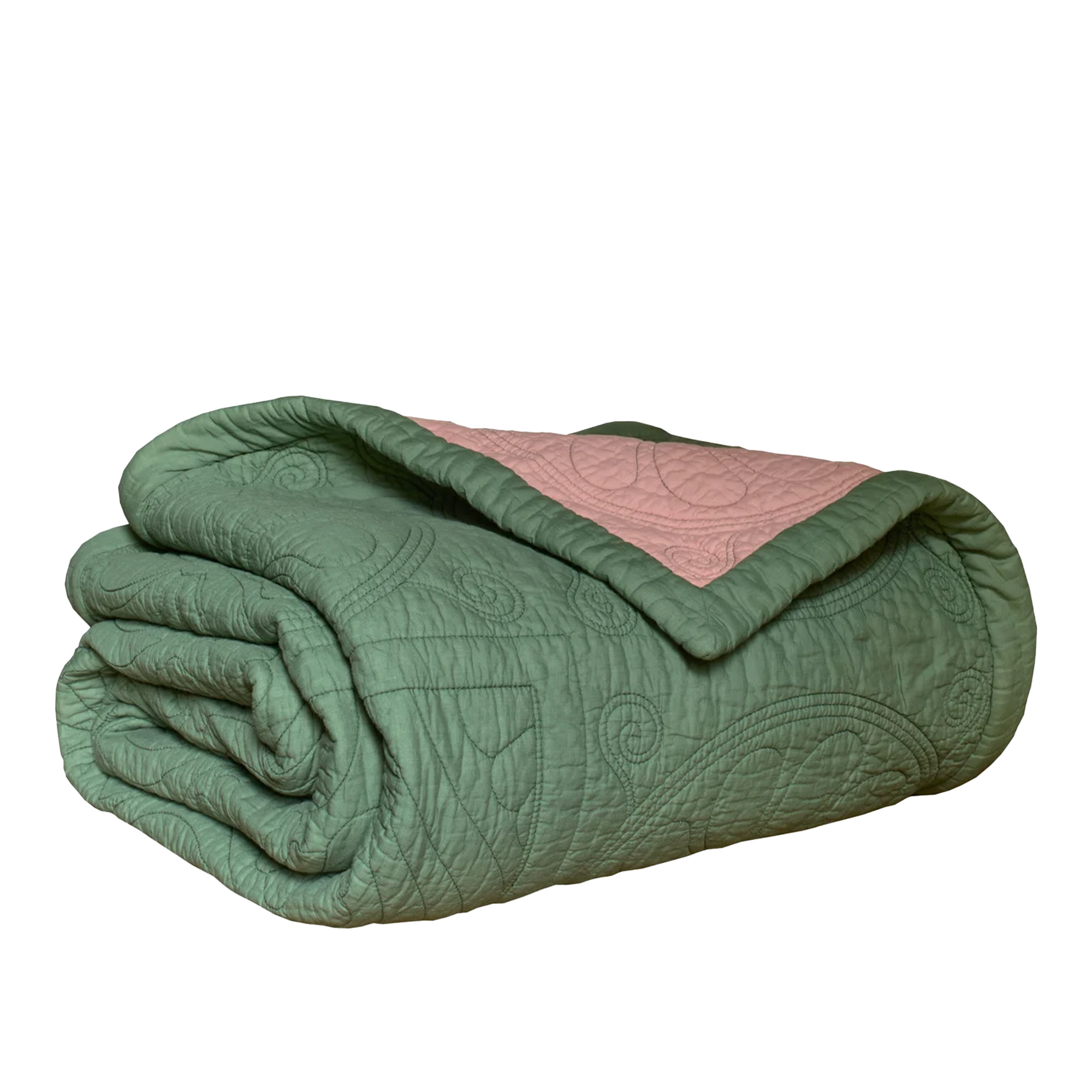 Mille Notti - Durham Bedspread Green/Pink 260x260 - Sängöverkast - Beata Heuman | Textilier - Sovrumstextilier - Sängöverkast | Möbelexperten