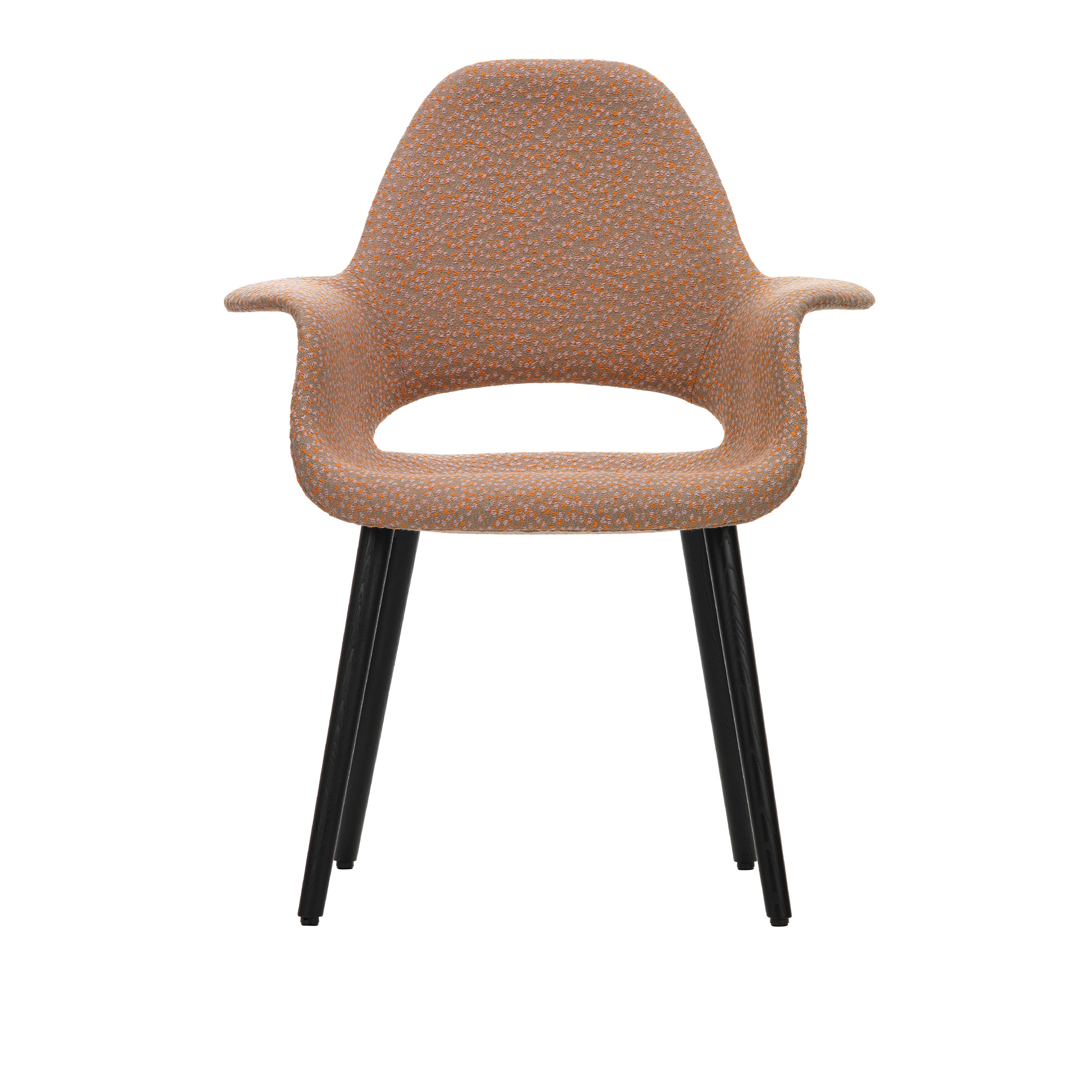 Vitra - Organic Conference - Legs black ash, Fabric Ria (551), Eames Special Collection 2023 - Matstolar - Charles Eames & Eero Saarinen - Rosa,Orange - Trä/Textilmaterial/Plast