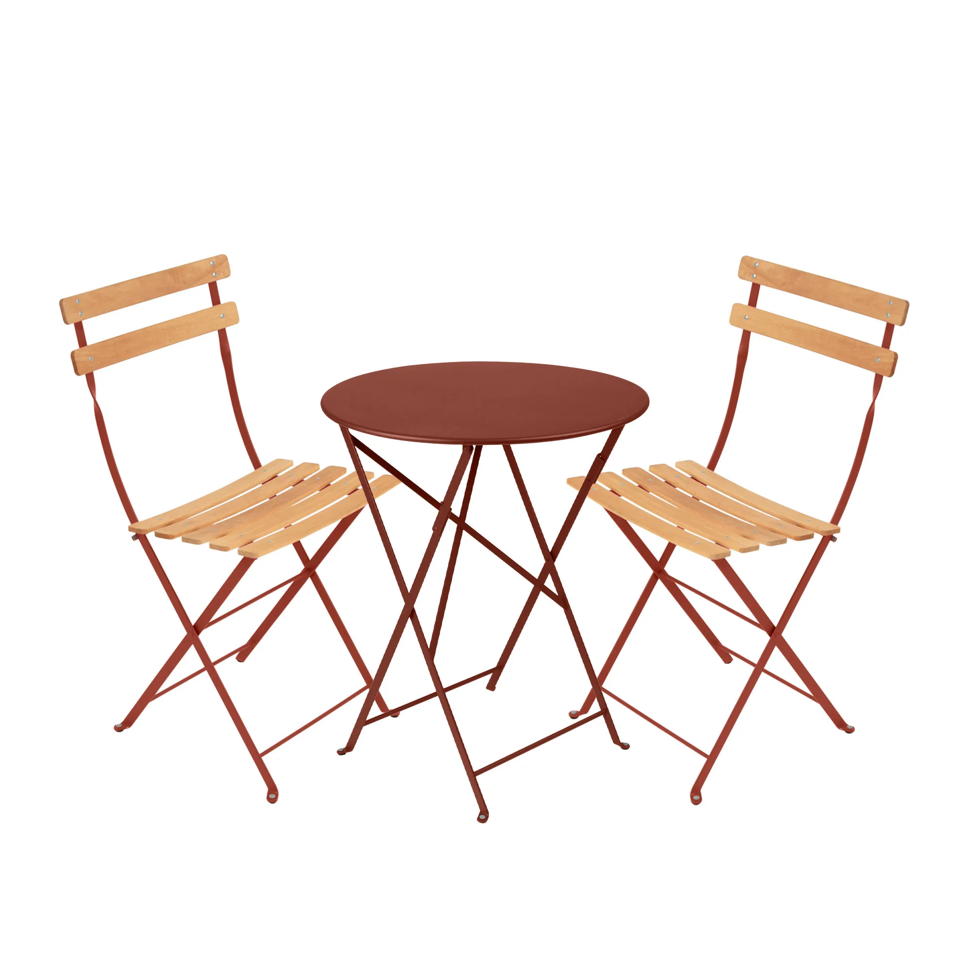 Bistro matgrupp Ø60cm & 2 trä stolar
