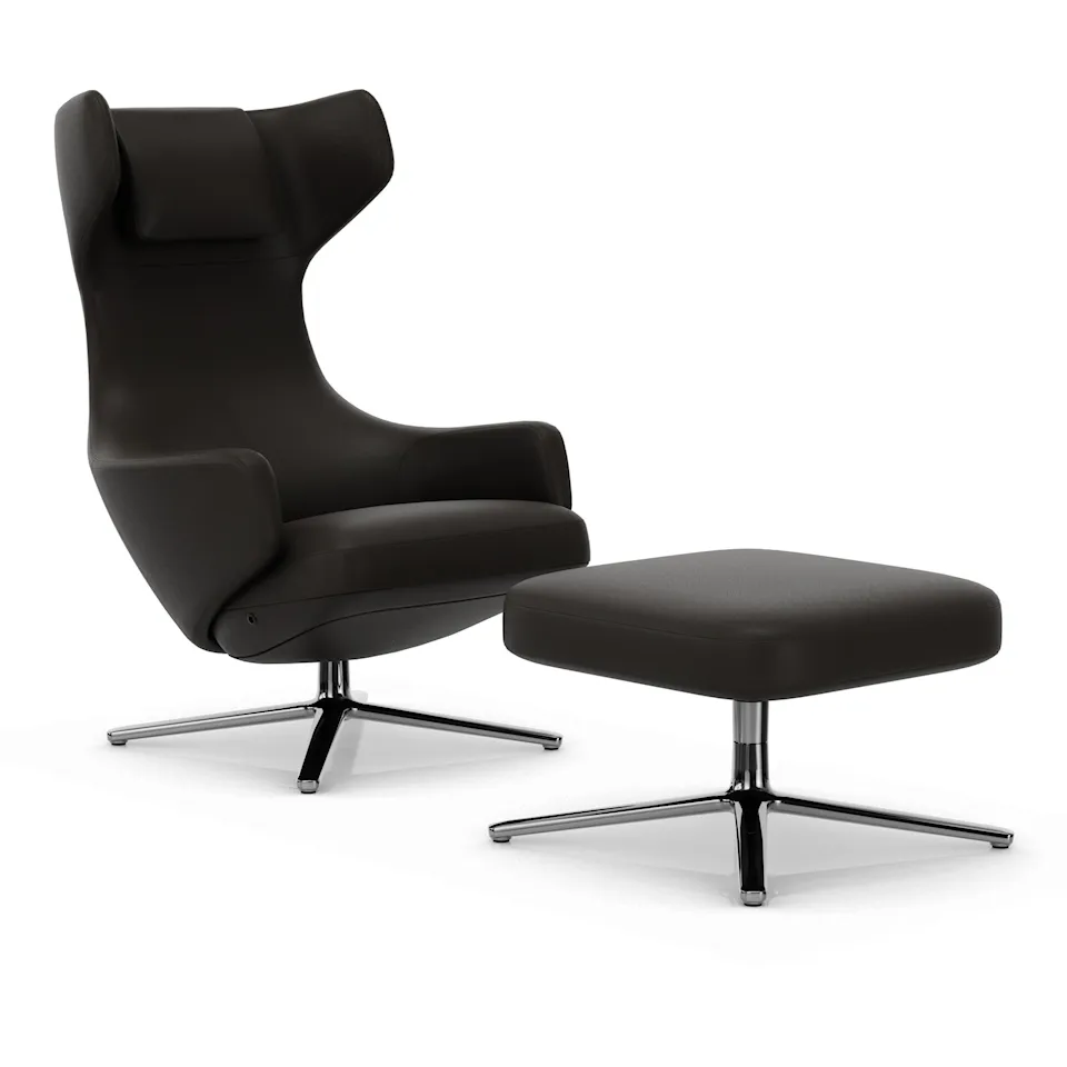 Grand Repos lenestol & Repos Ottoman fotskammel Polished