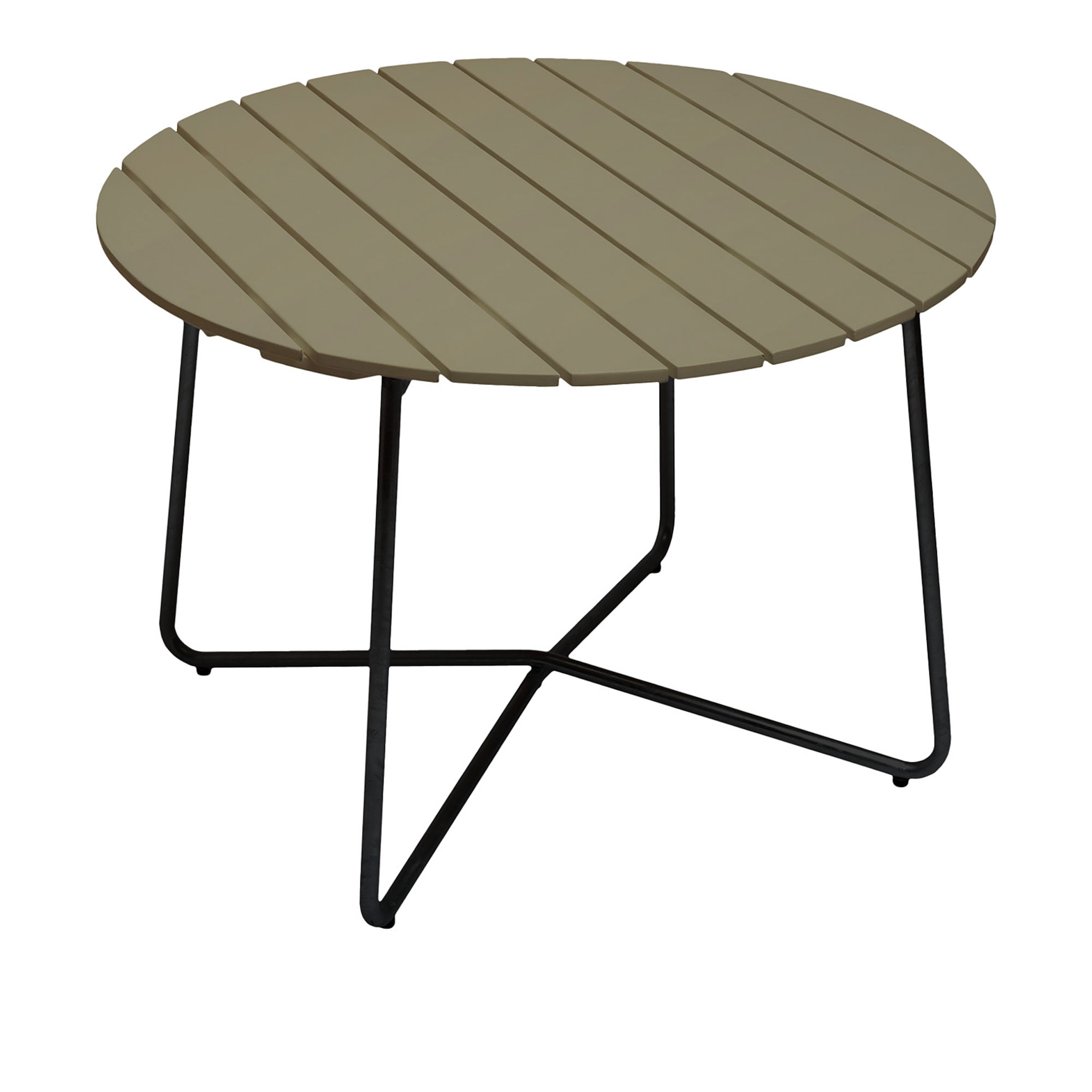 grythyttan stålmöbler - bord 9a ø100cm svart stativ ljusgrön ek - matbord utomhus - grön