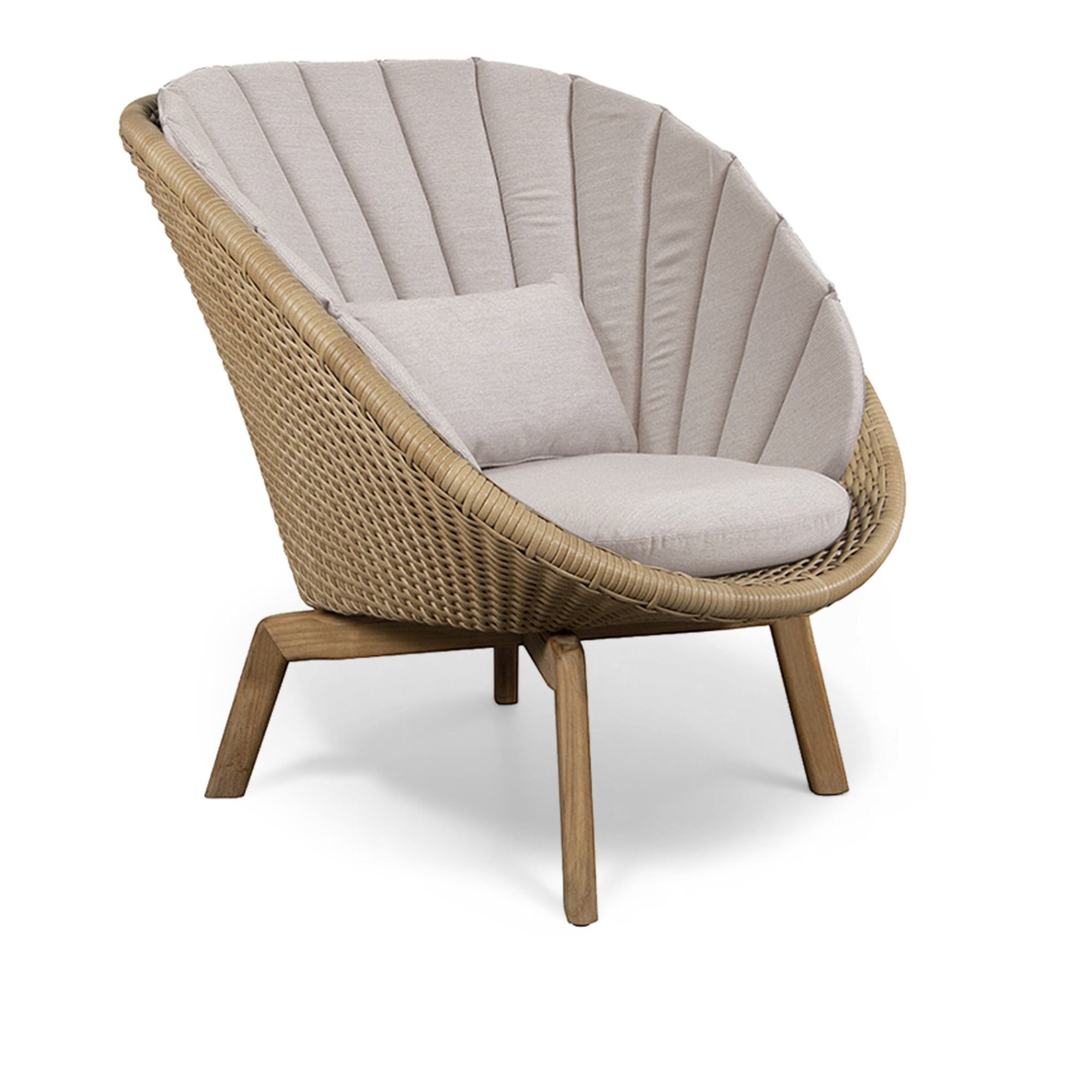 Cane-Line - Peacock loungefåtölj – Teak, Natural Cane-line flat Weave - Fåtöljer utomhus - Beige - Trä | Utemöbler - Loungemöbler - Fåtöljer Utomhus | Möbelexperten