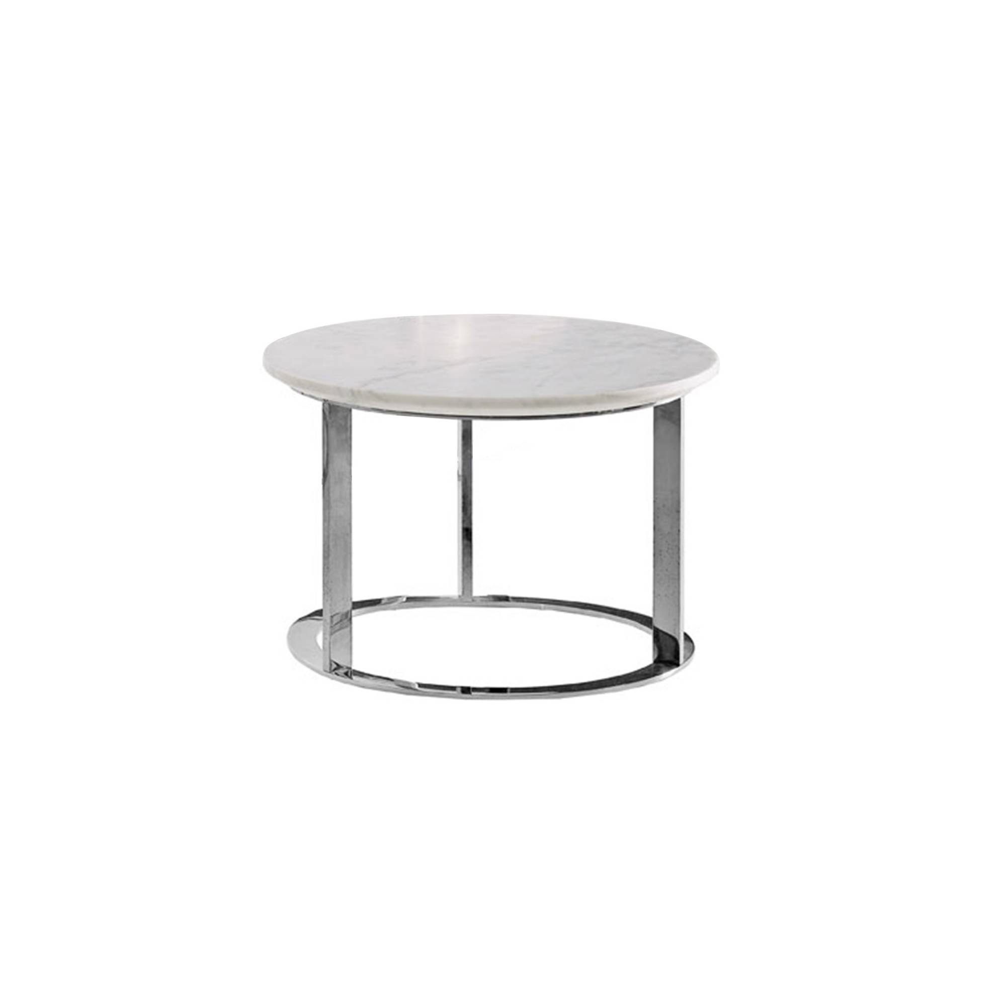 B&B Italia - Mera - Soffbord, Ø 39 cm, H. 25 cm, Underrede: Kromat stål - Soffbord - Antonio Citterio - Vit - Metall/Sten