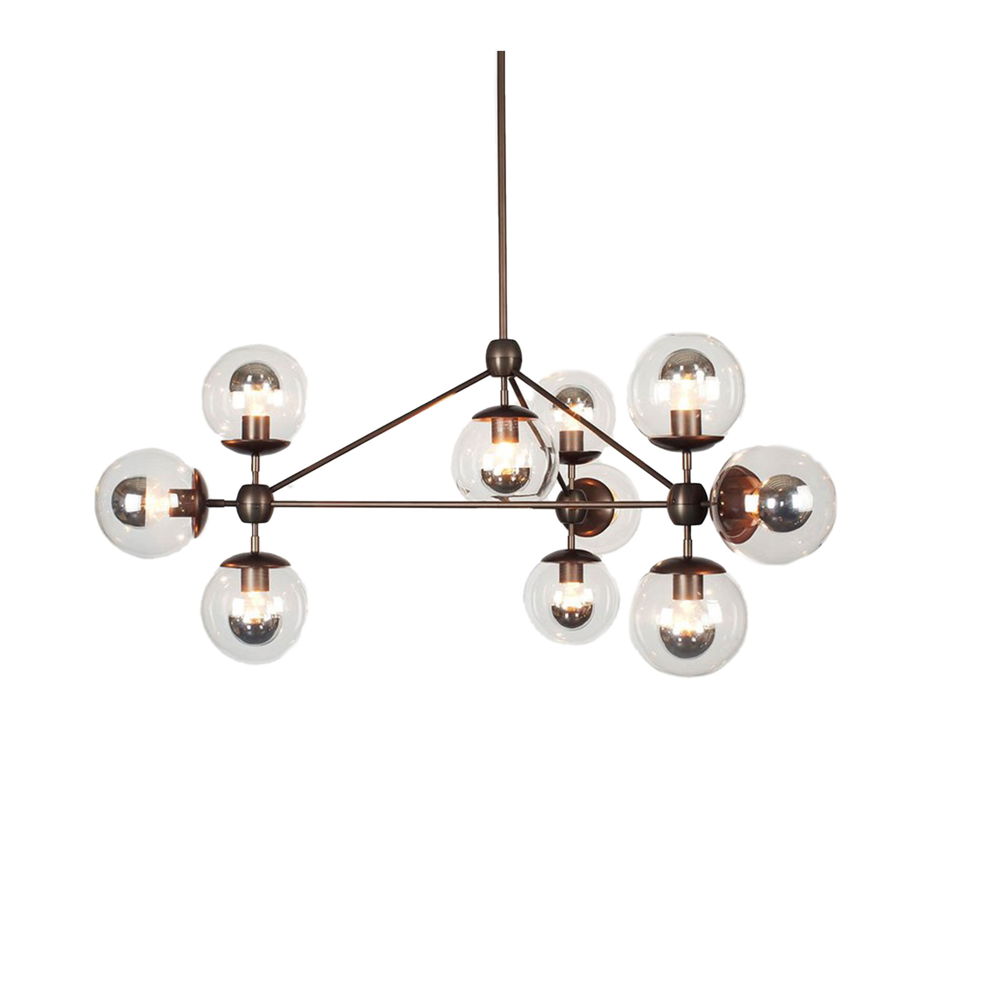 Roll & Hill - Modo Chandelier 10 Globes Klarglas, Brons - Takkronor - Jason Miller - Transparent,Brons