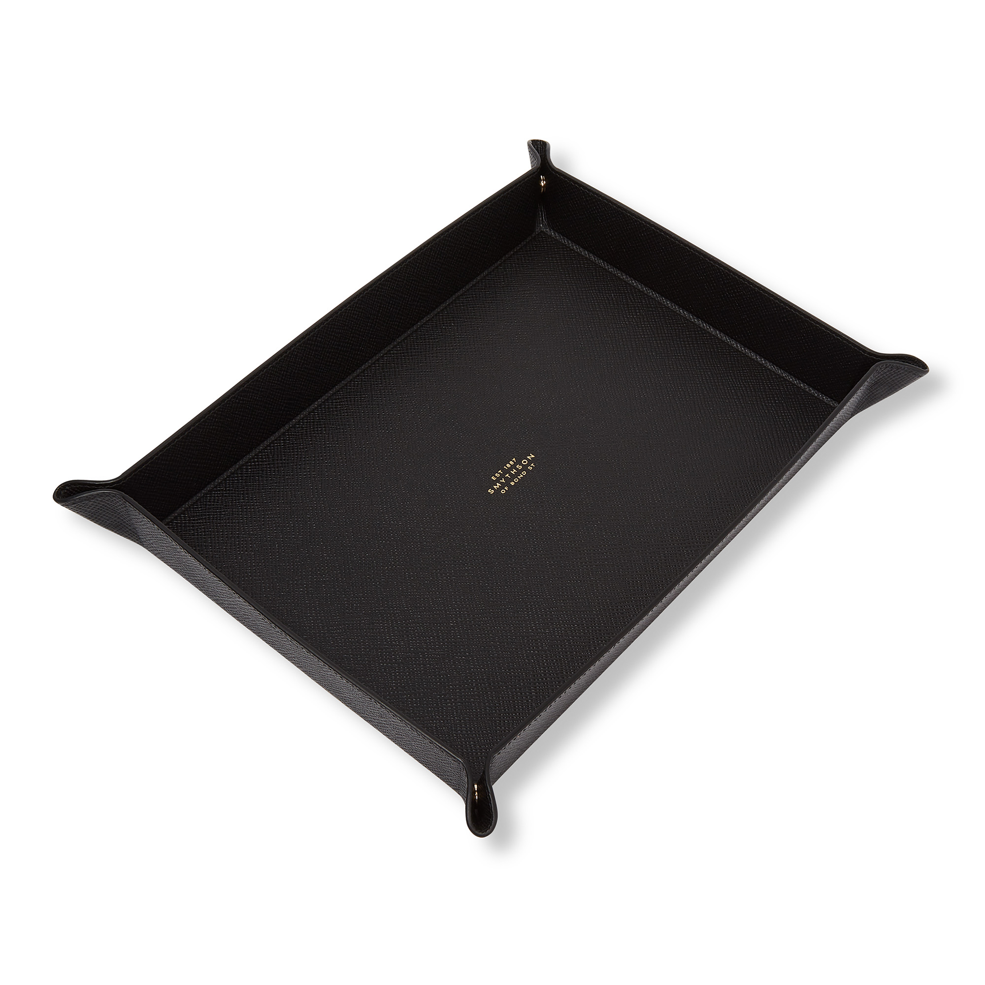 Smythson - Panama Large Rectangular Trinket Tray - Black - Cuff & Watch Boxes - Svart
