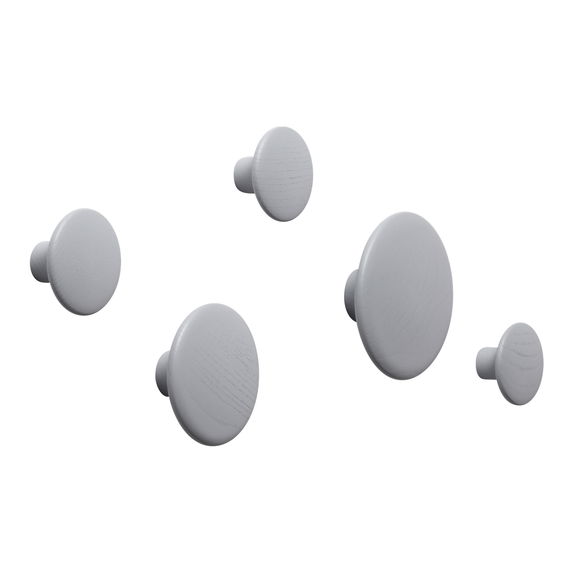 Muuto - Dots Wood Coat Hanger Set of 5 Grey - Krokar - Lars Tornøe - Grå