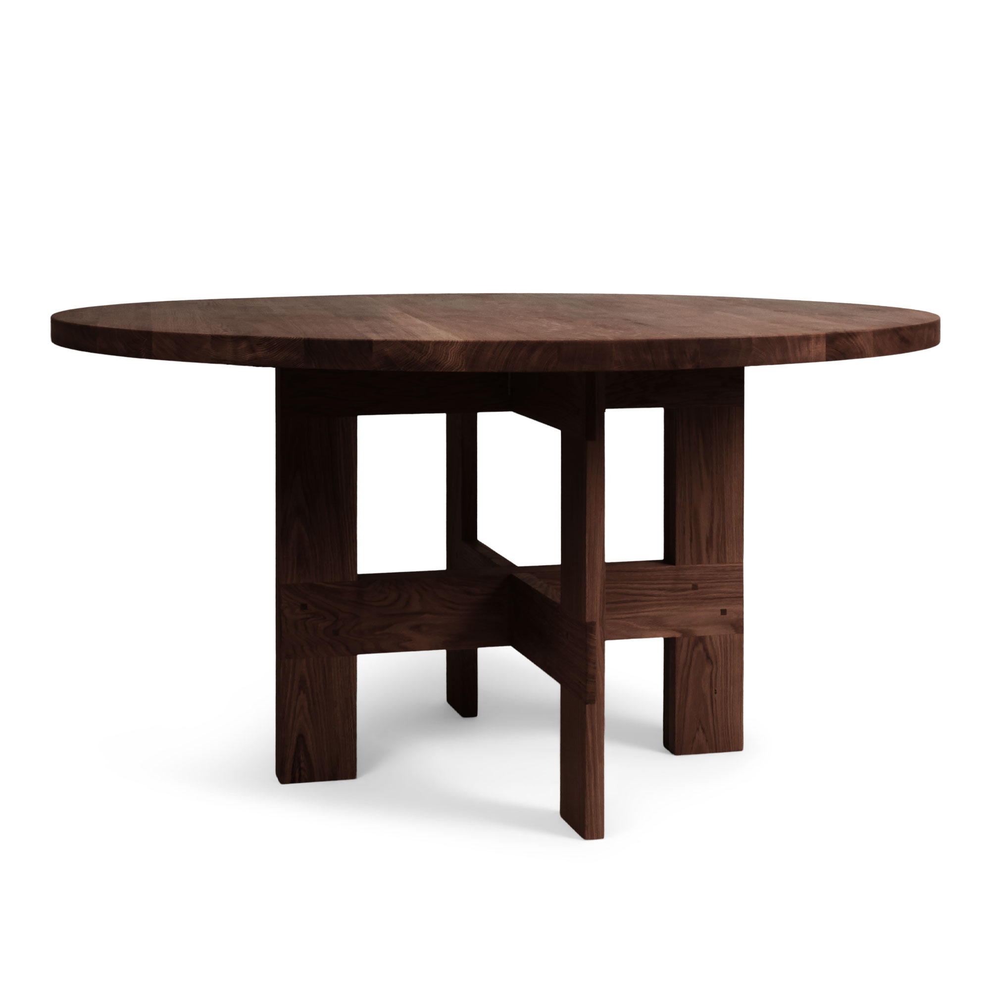 Frama - Farmhouse Trestle Round bord 140 cm dark oak - Matbord - Brun - Trä | Möbler - Bord - Matbord | Möbelexperten