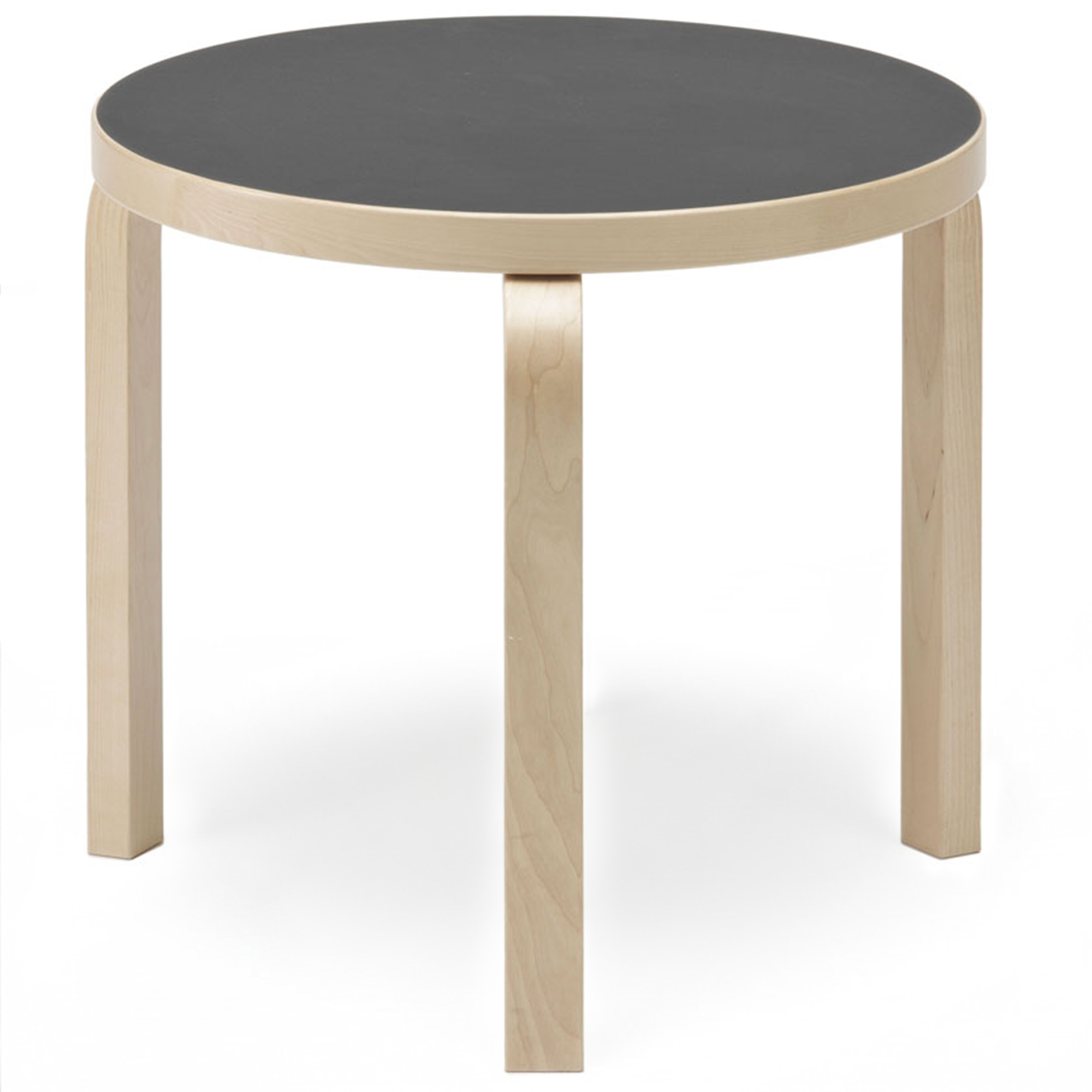 Artek - Bord 90D 48 cm Svart linoleum - Sidobord - Ilmari Tapiovaara - Svart - Tr&auml;