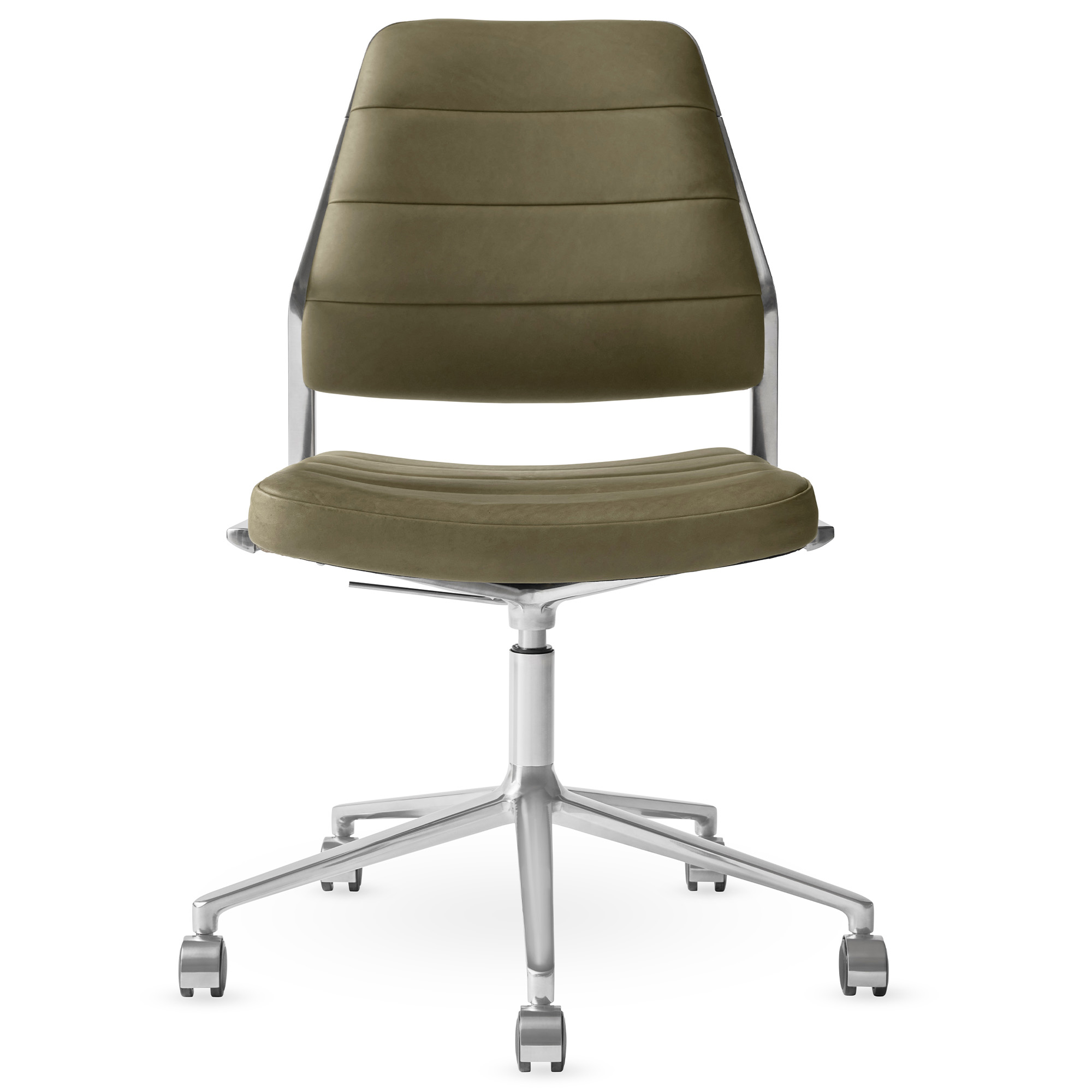 Vipp - Vipp454+ Swivel chair, polished, castors, Bosco leather - Kontorsstolar