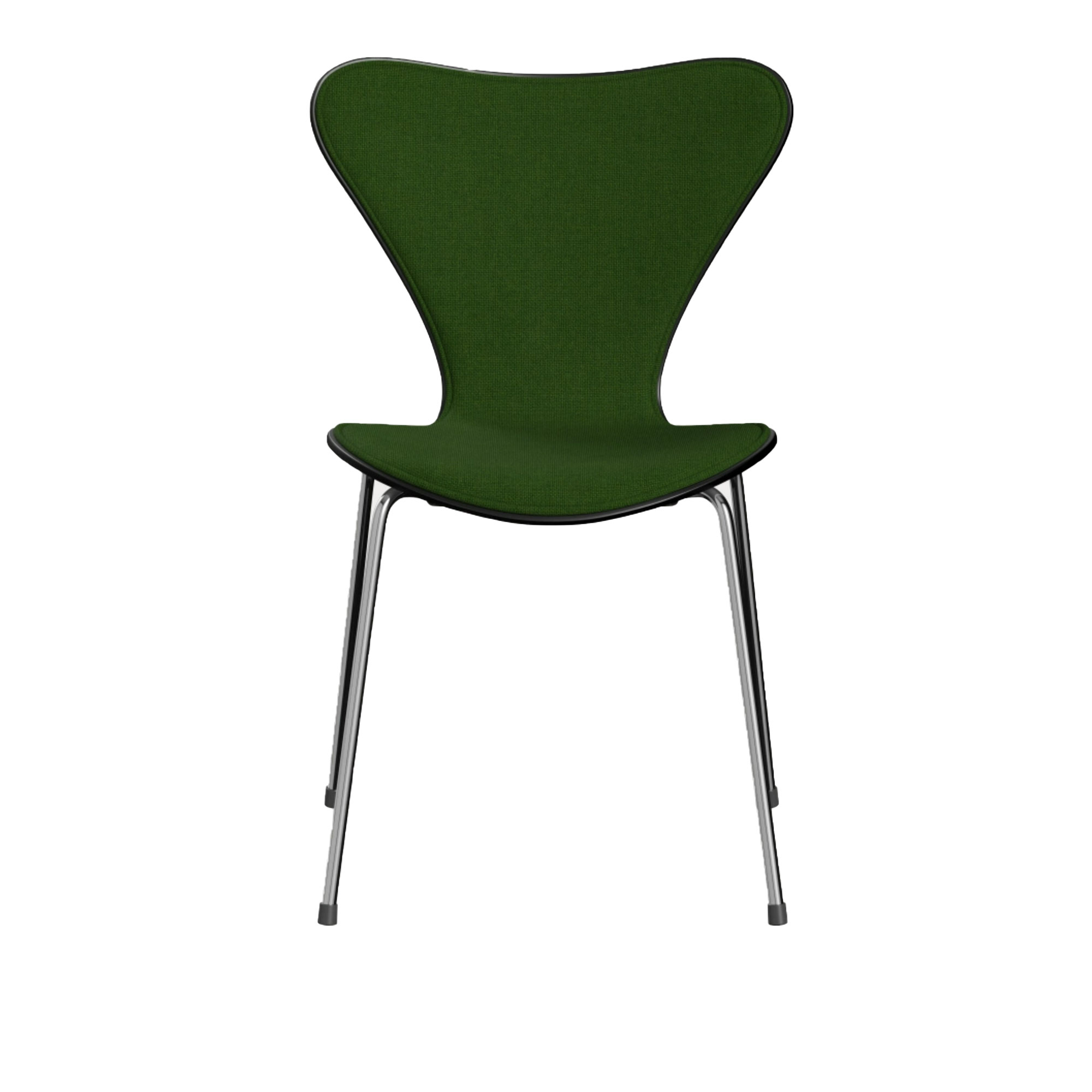 Fritz Hansen - 3107 Sjuan - Framsidesklädd, Black, Tyg, Hallingdal 960 - Matstolar - designer_arne_jacobsen - Grön - Metall/Trä/Textilmaterial